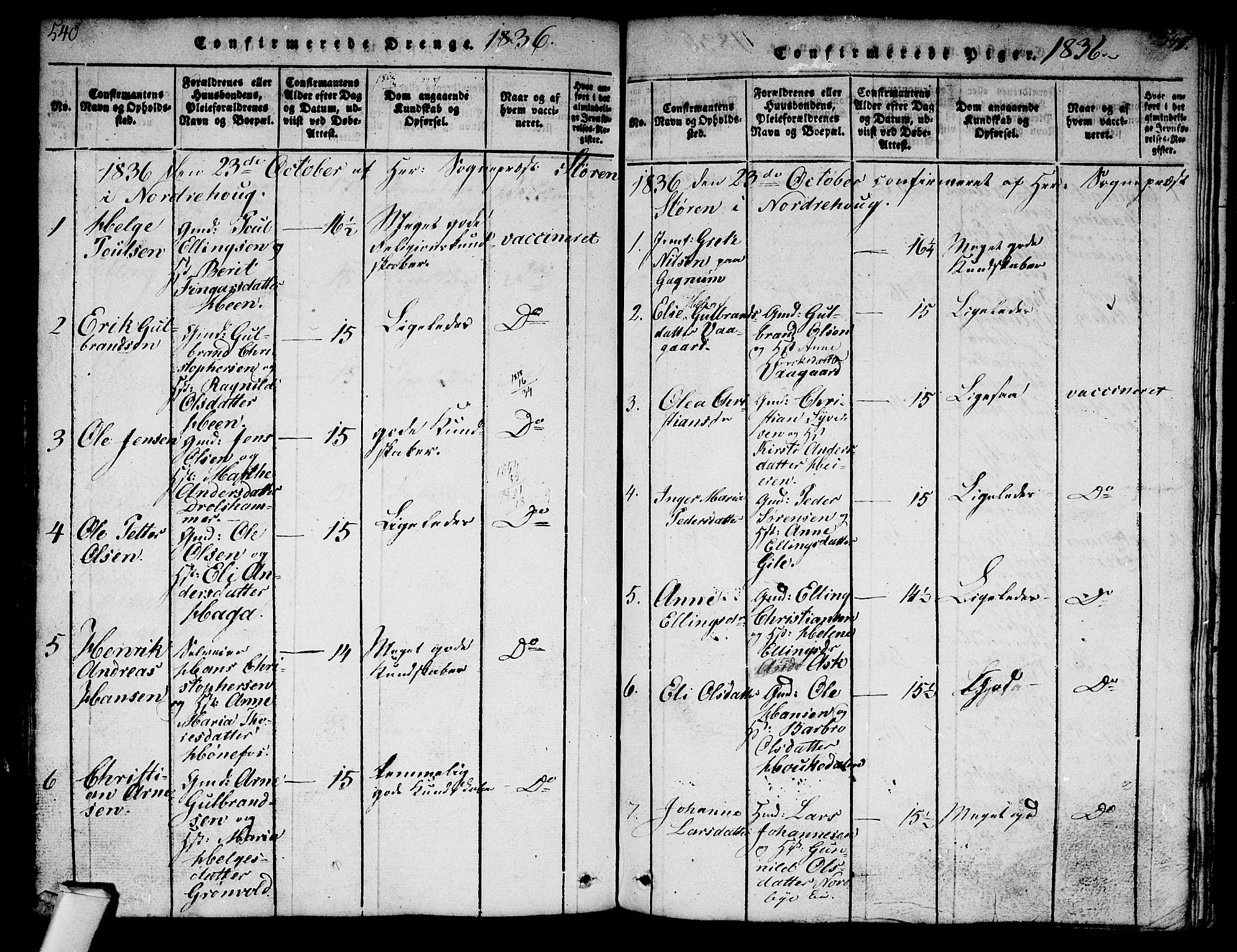 Norderhov kirkebøker, SAKO/A-237/G/Ga/L0003: Parish register (copy) no. I 3 /1, 1814-1876, p. 540-541