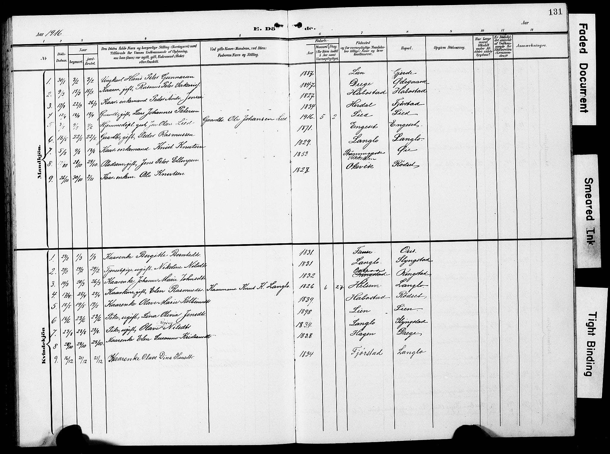 Ministerialprotokoller, klokkerbøker og fødselsregistre - Møre og Romsdal, AV/SAT-A-1454/520/L0293: Parish register (copy) no. 520C05, 1902-1923, p. 131