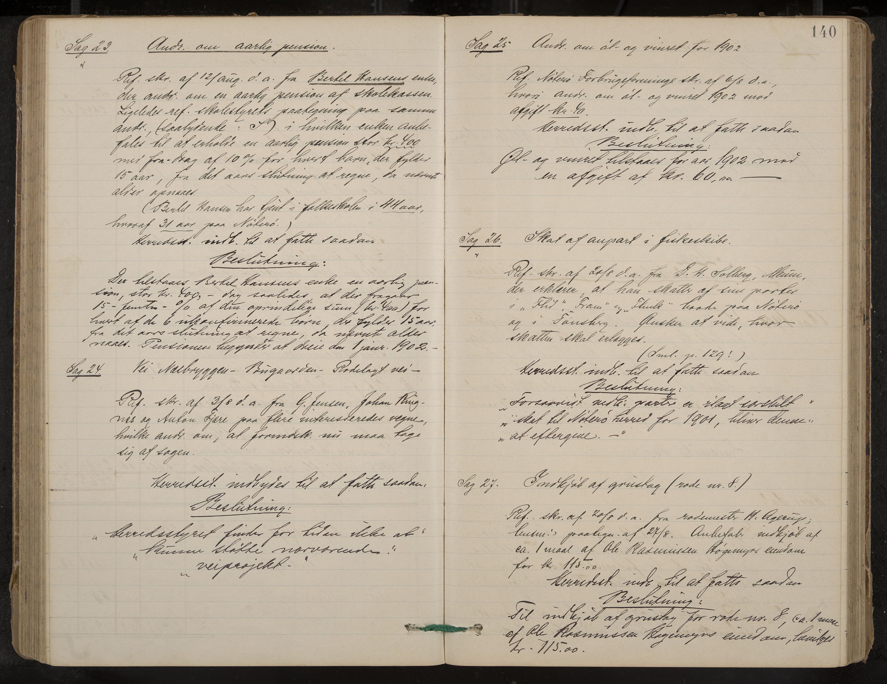 Nøtterøy formannskap og sentraladministrasjon, IKAK/0722021-1/A/Aa/L0005: Møtebok med register, 1896-1905, p. 140