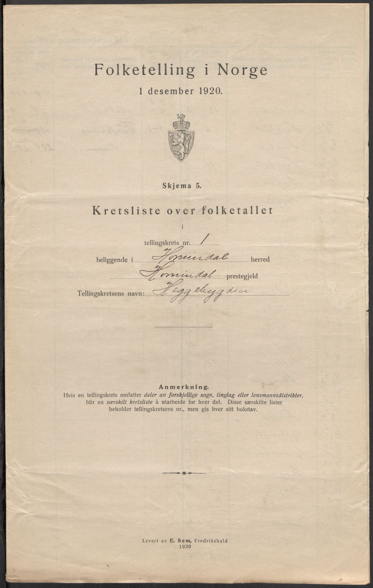 SAB, 1920 census for Hornindal, 1920, p. 4