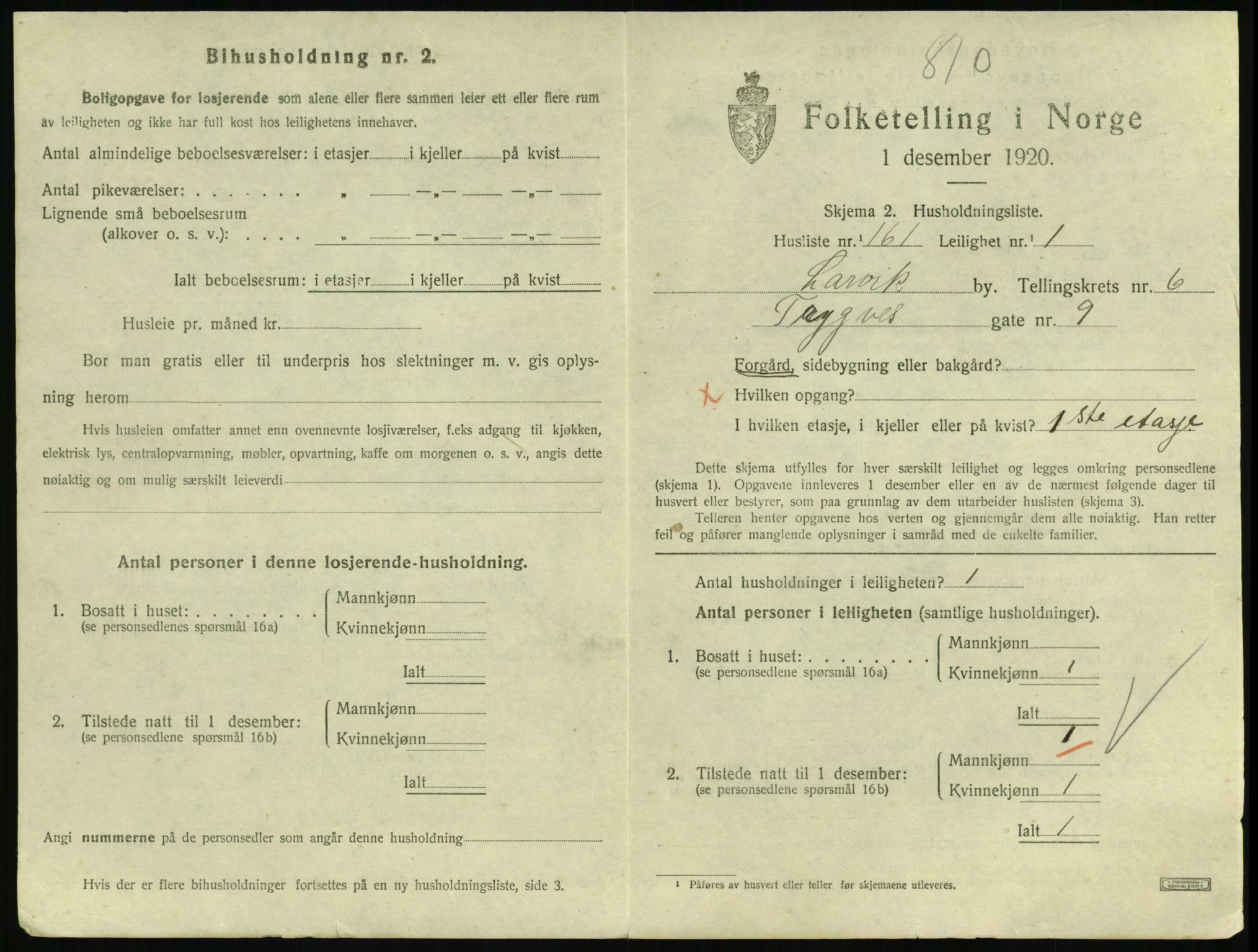 SAKO, 1920 census for Larvik, 1920, p. 5600