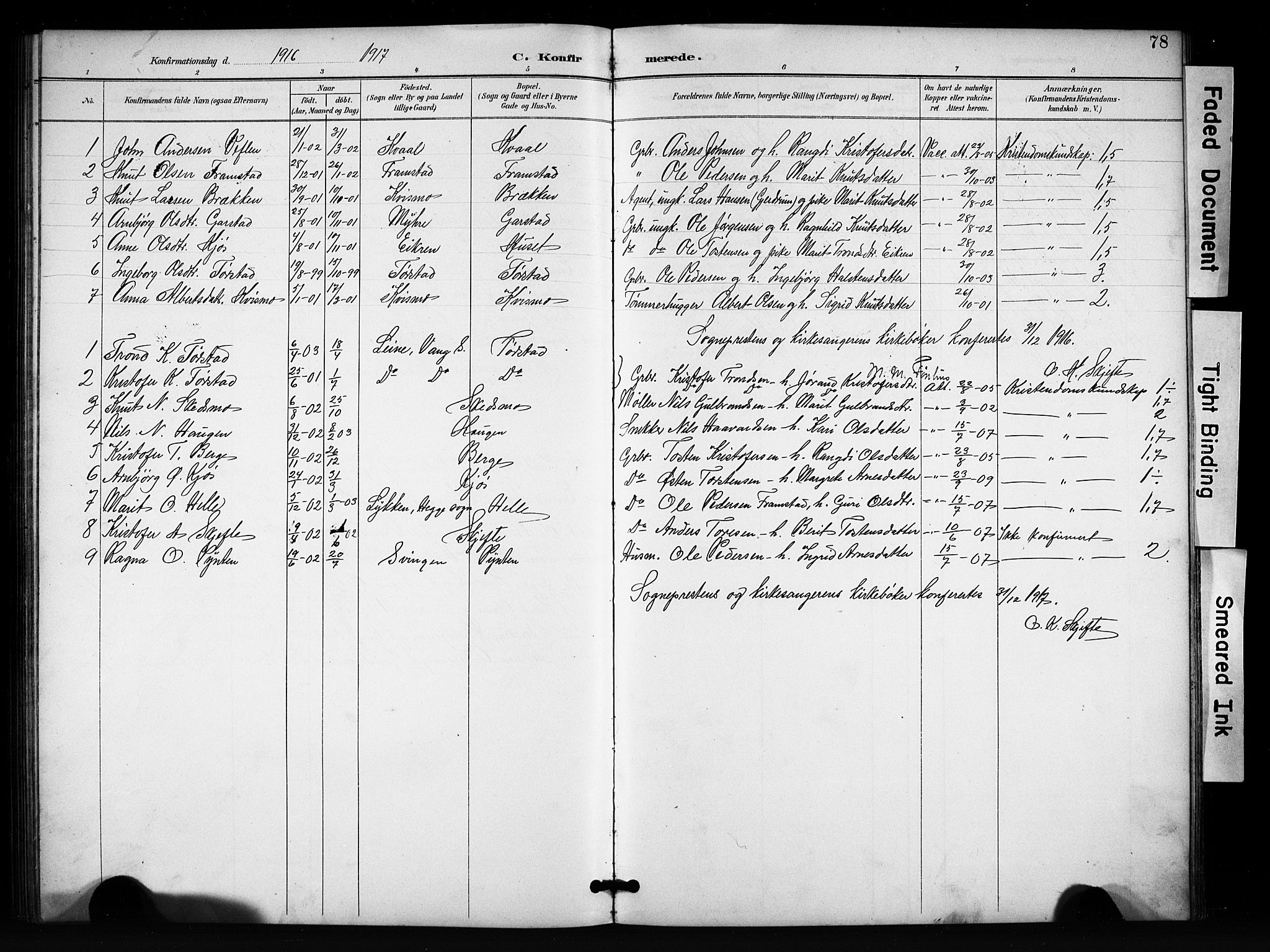 Vang prestekontor, Valdres, SAH/PREST-140/H/Hb/L0007: Parish register (copy) no. 7, 1893-1924, p. 78
