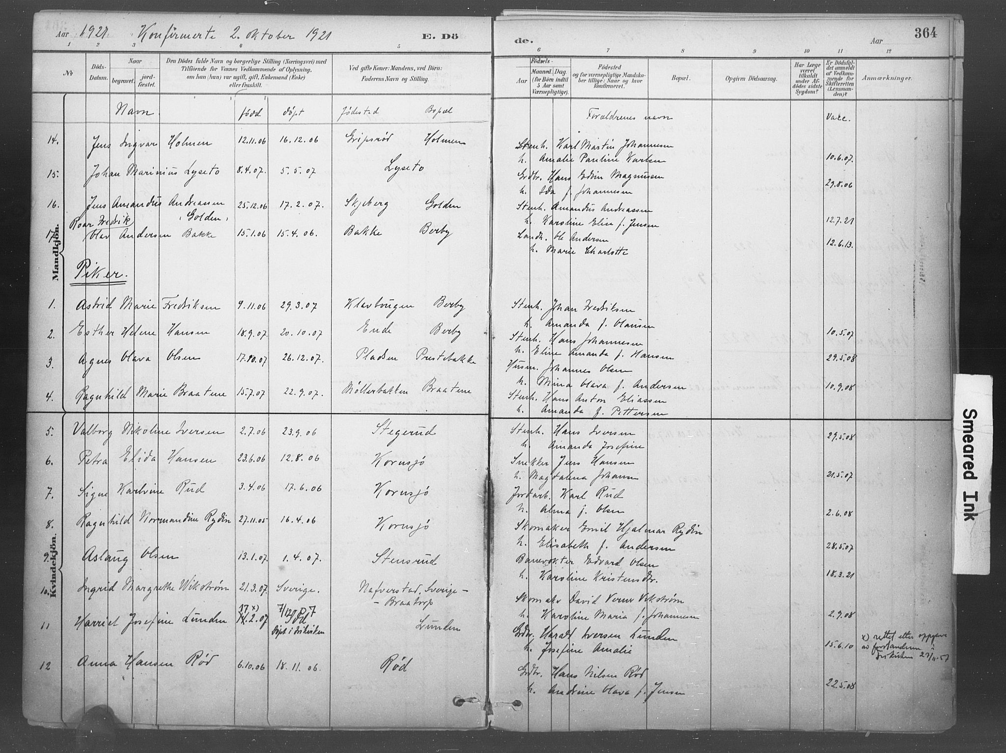 Idd prestekontor Kirkebøker, AV/SAO-A-10911/F/Fb/L0002: Parish register (official) no. II 2, 1882-1923, p. 364