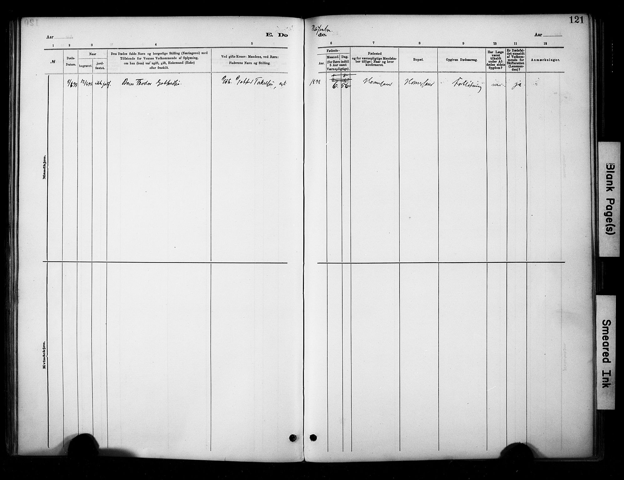 Hetland sokneprestkontor, SAST/A-101826/30/30BA/L0010: Parish register (official) no. A 10, 1882-1925, p. 121