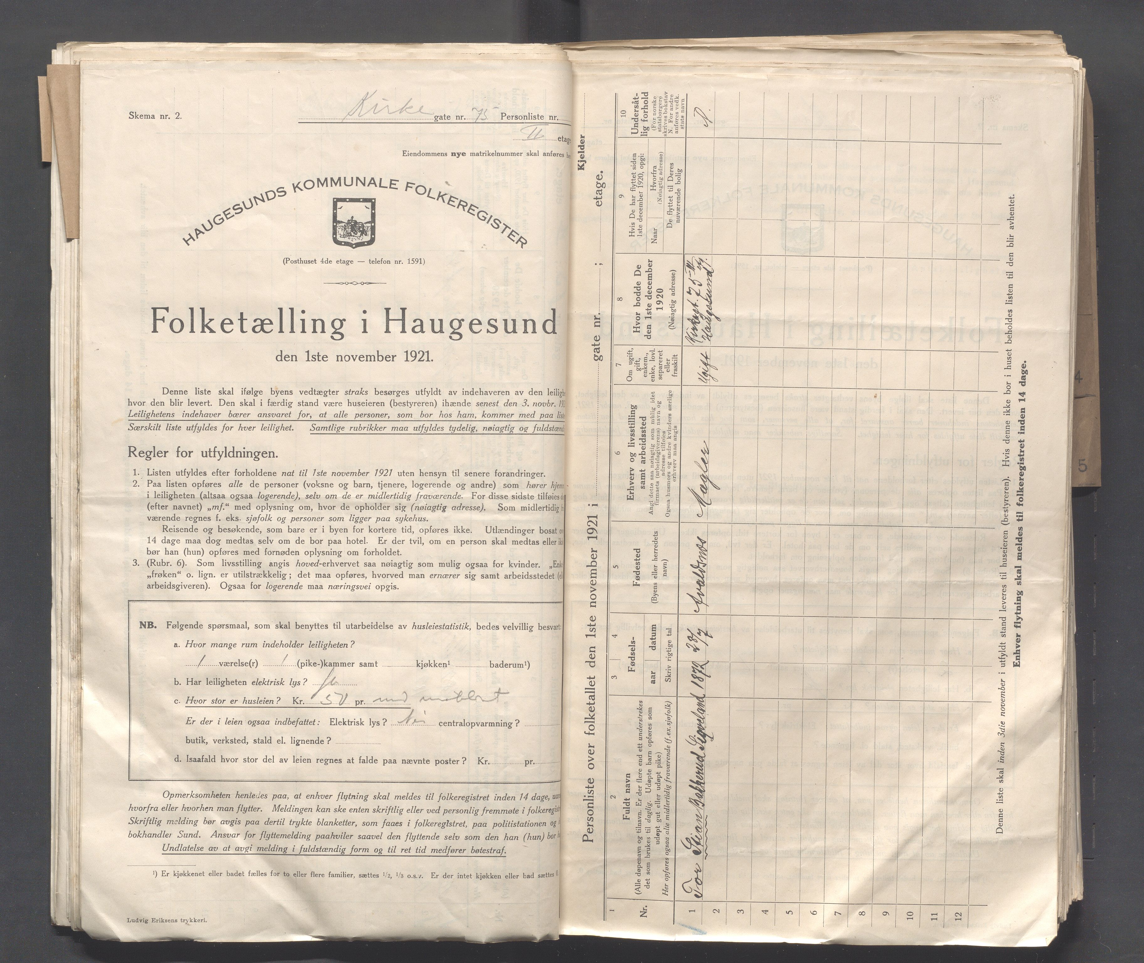 IKAR, Local census 1.11.1921 for Haugesund, 1921, p. 2660