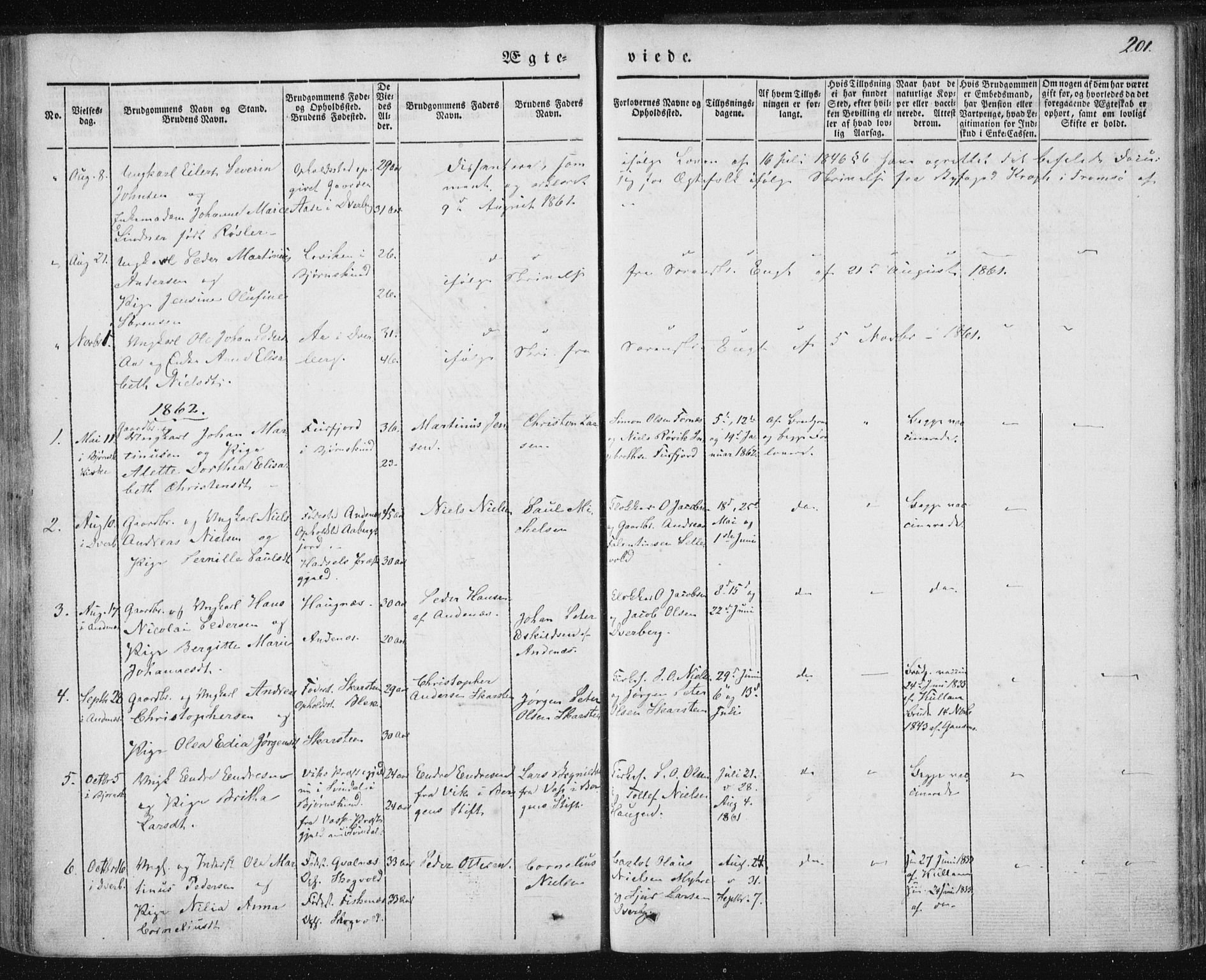 Ministerialprotokoller, klokkerbøker og fødselsregistre - Nordland, SAT/A-1459/897/L1396: Parish register (official) no. 897A04, 1842-1866, p. 201