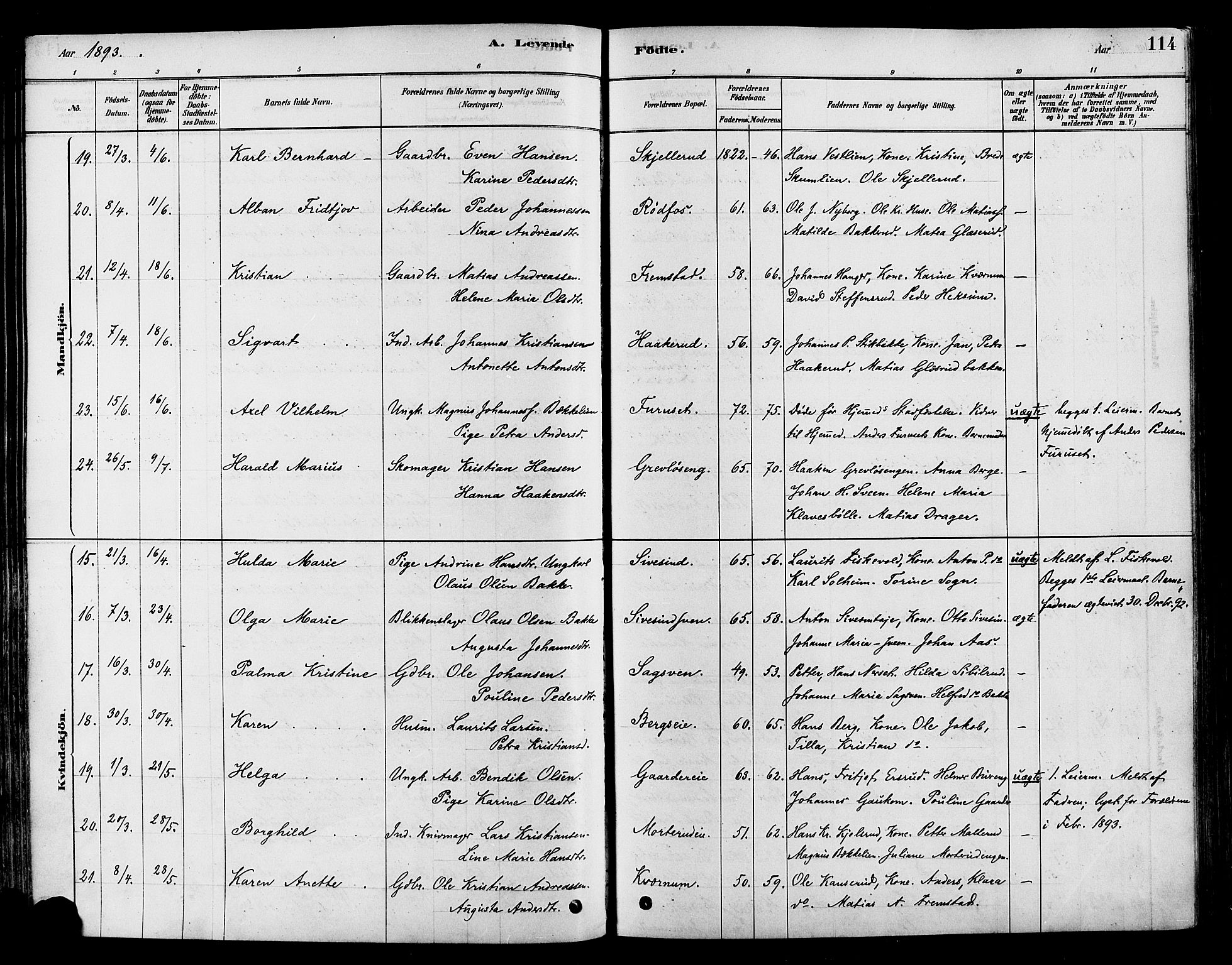 Vestre Toten prestekontor, AV/SAH-PREST-108/H/Ha/Haa/L0009: Parish register (official) no. 9, 1878-1894, p. 114