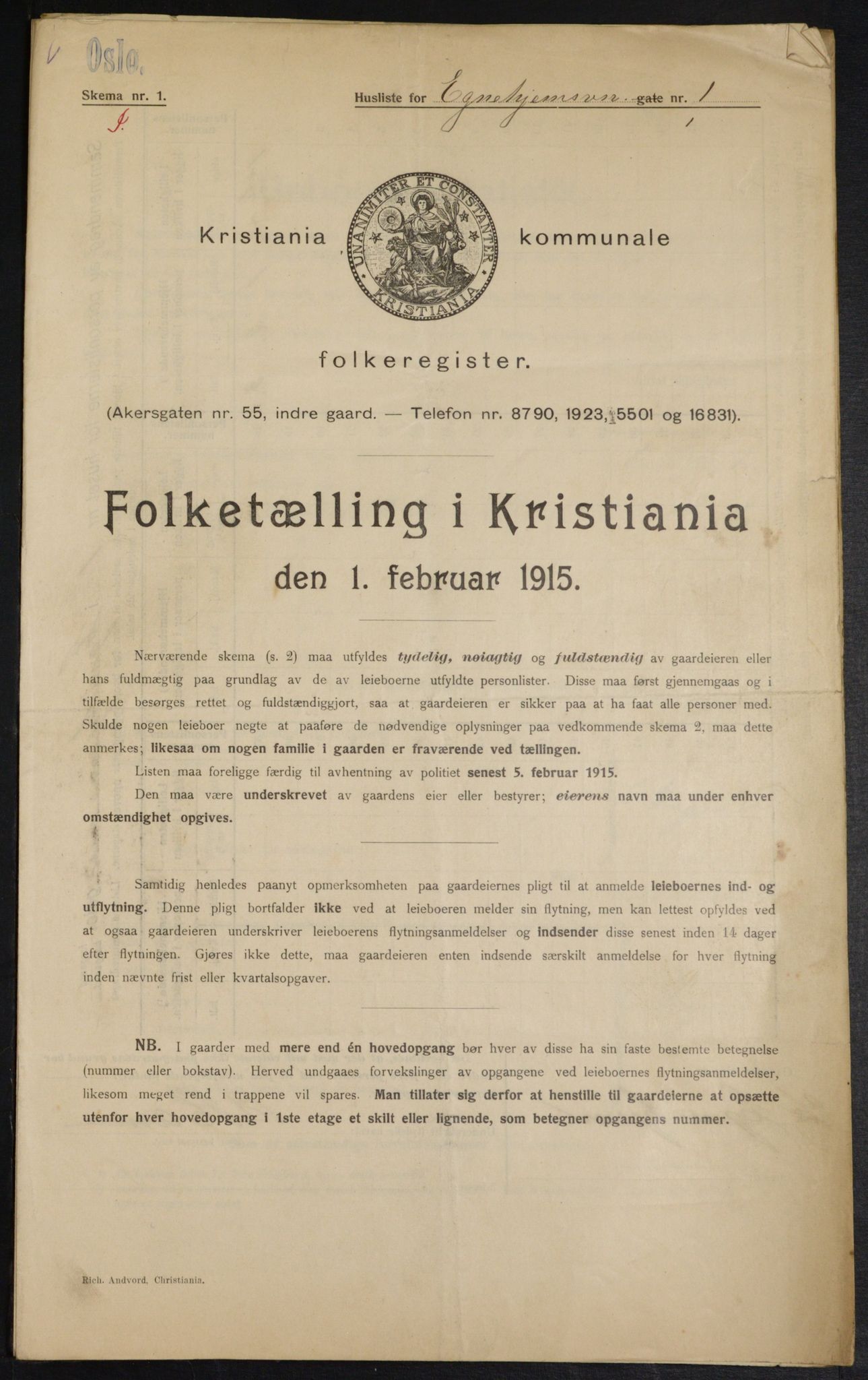 OBA, Municipal Census 1915 for Kristiania, 1915, p. 18318