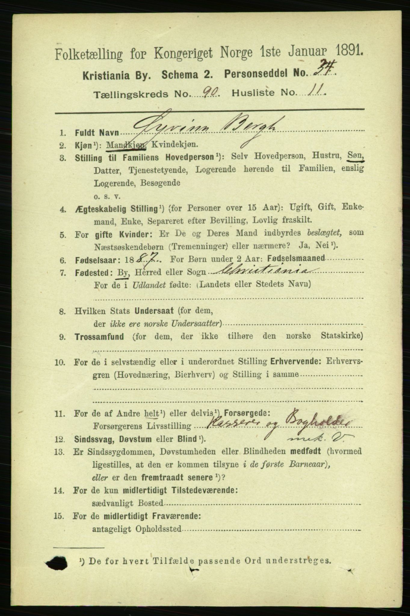 RA, 1891 census for 0301 Kristiania, 1891, p. 44597