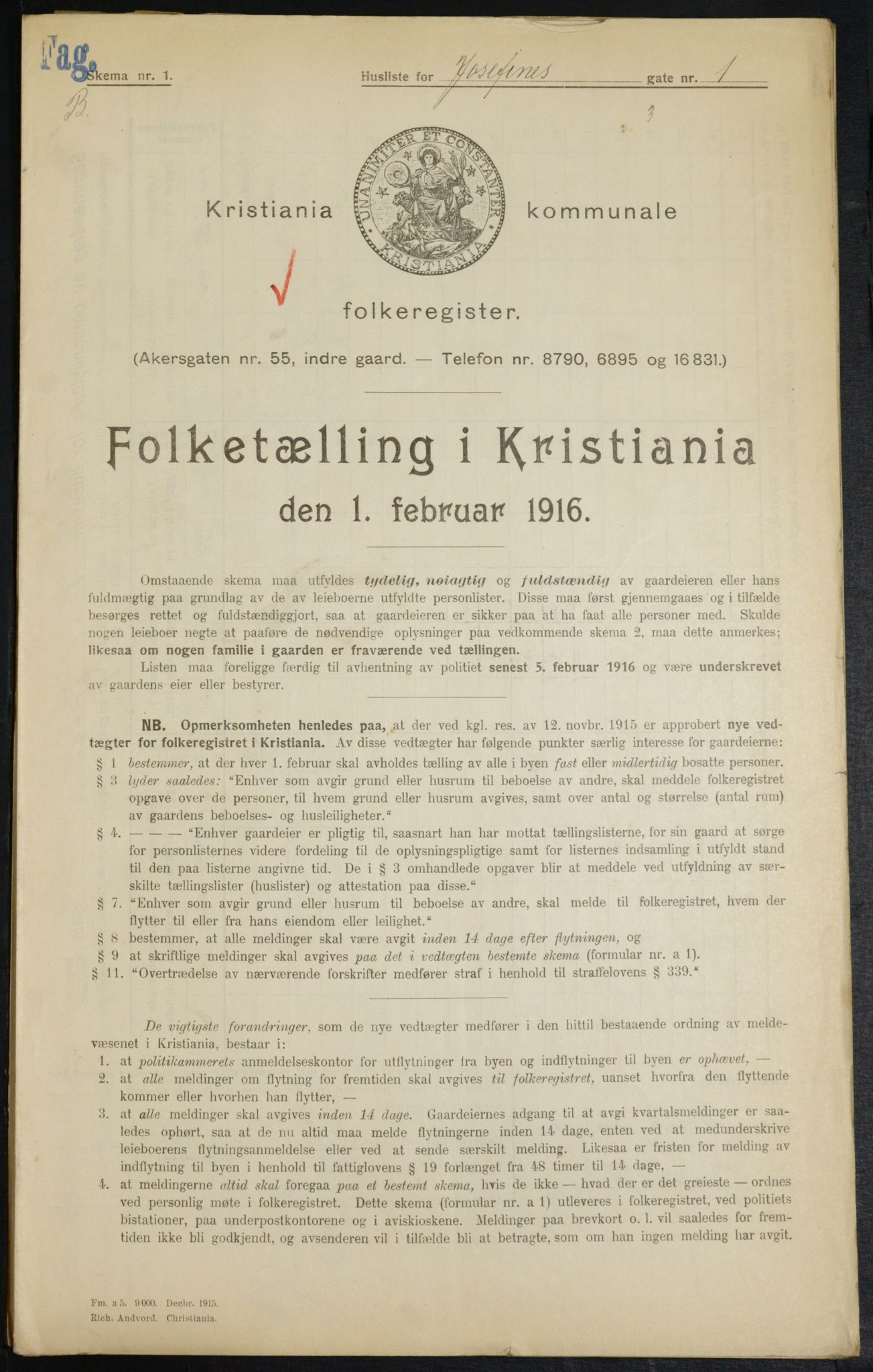 OBA, Municipal Census 1916 for Kristiania, 1916, p. 48419