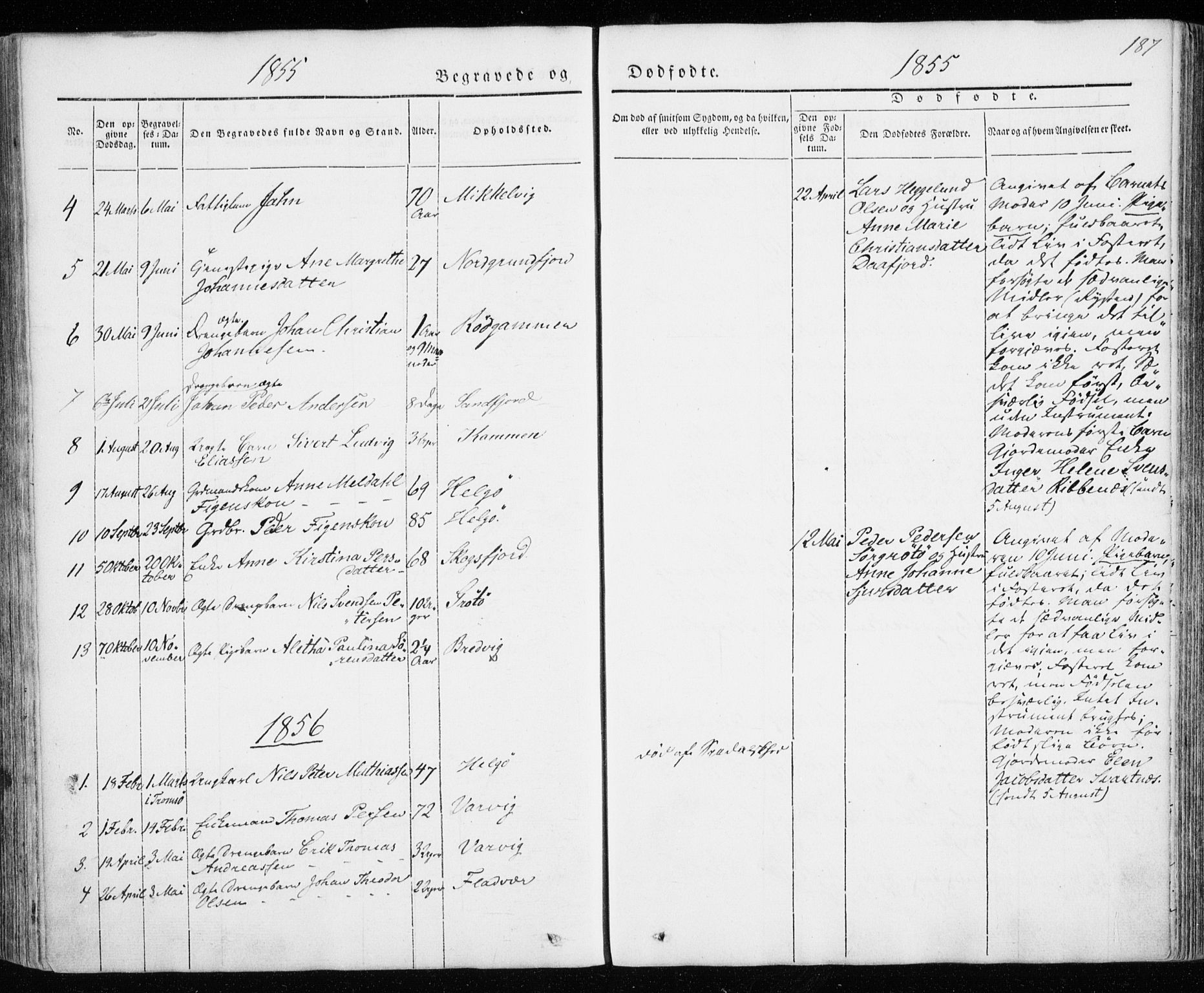 Karlsøy sokneprestembete, AV/SATØ-S-1299/H/Ha/Haa/L0009kirke: Parish register (official) no. 9, 1838-1867, p. 187
