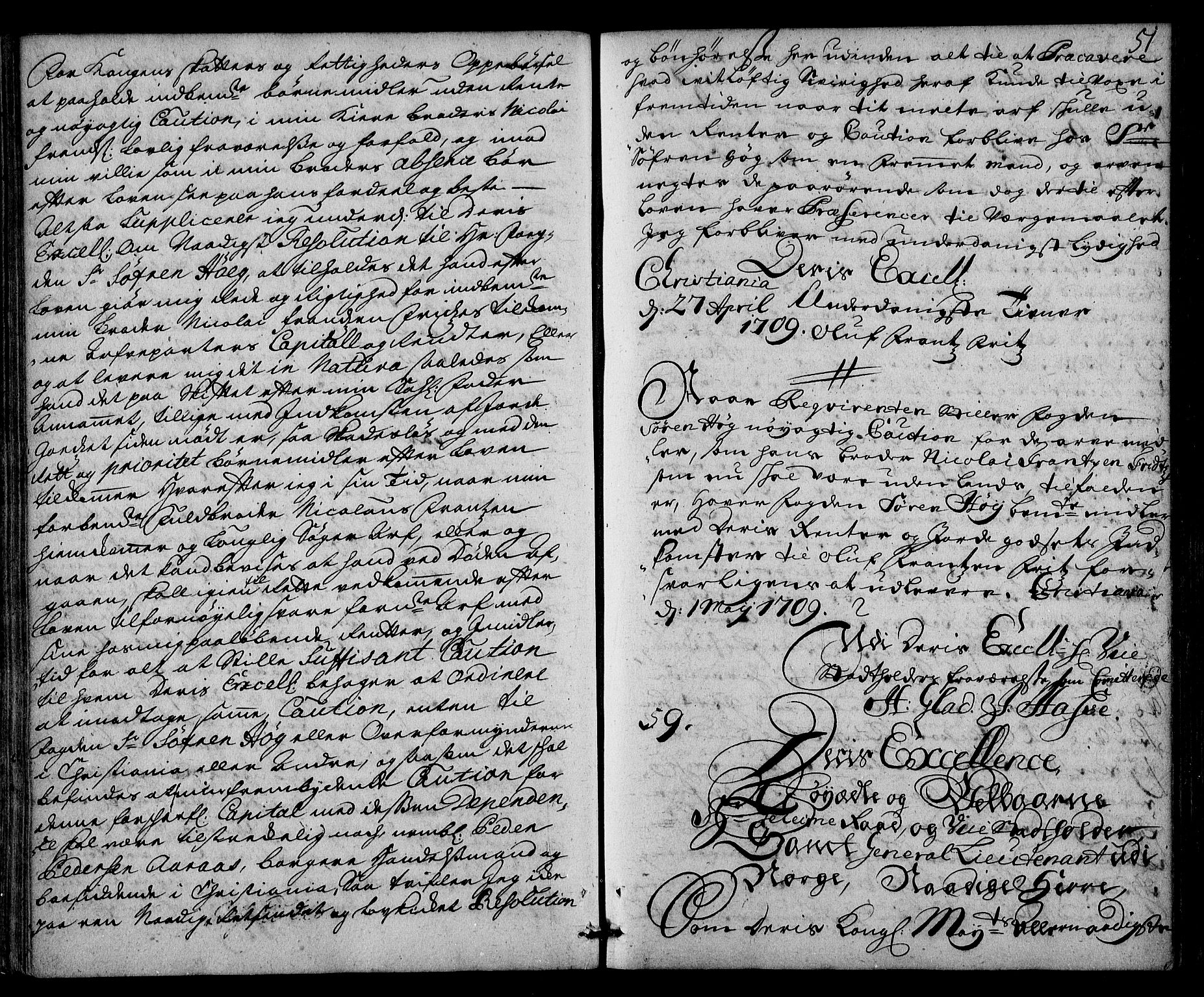 Stattholderembetet 1572-1771, AV/RA-EA-2870/Ad/L0008: Supplikasjons- og resolusjonsprotokoll, 1709, p. 50b-51a
