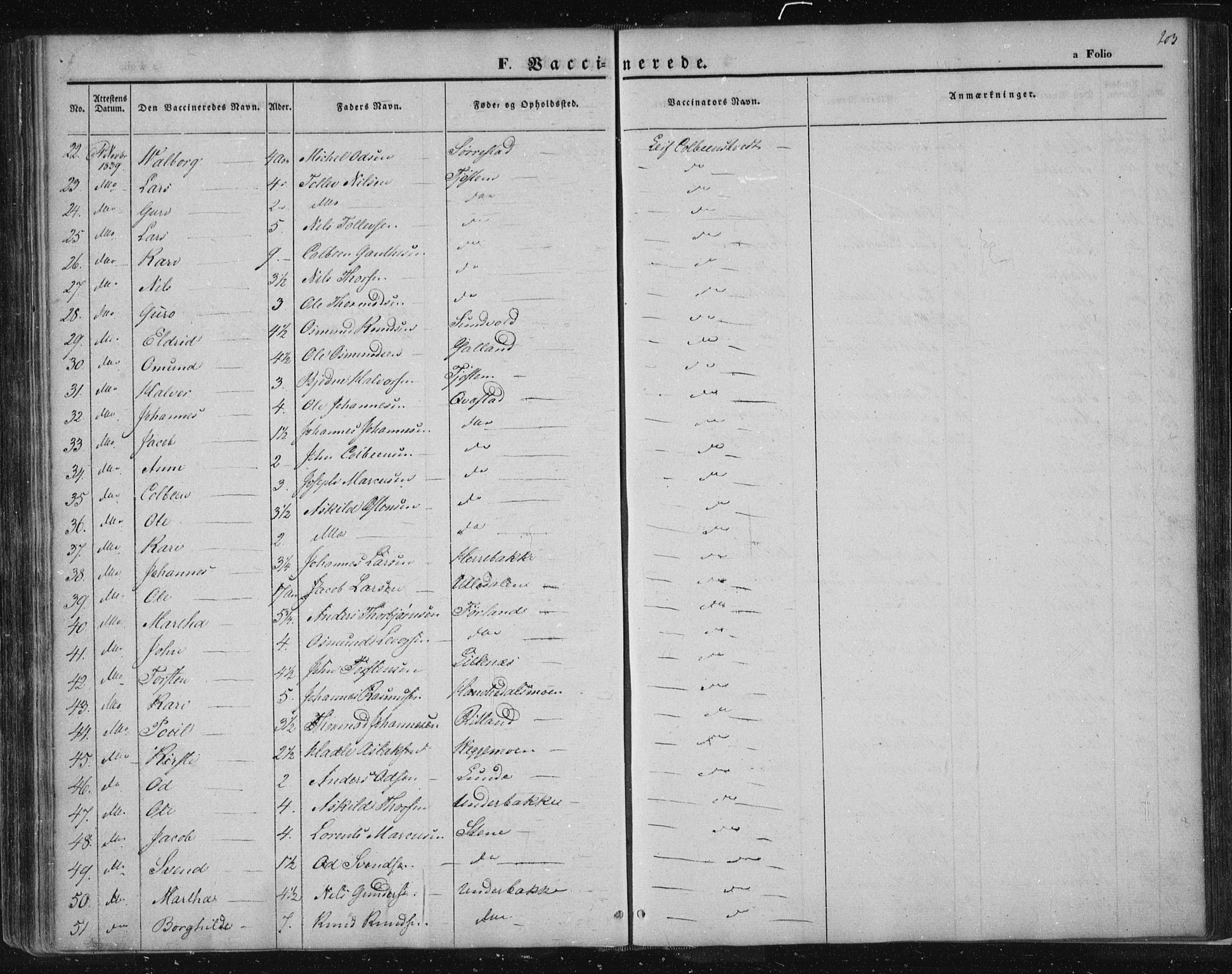 Suldal sokneprestkontor, AV/SAST-A-101845/01/IV/L0008: Parish register (official) no. A 8, 1836-1853, p. 203