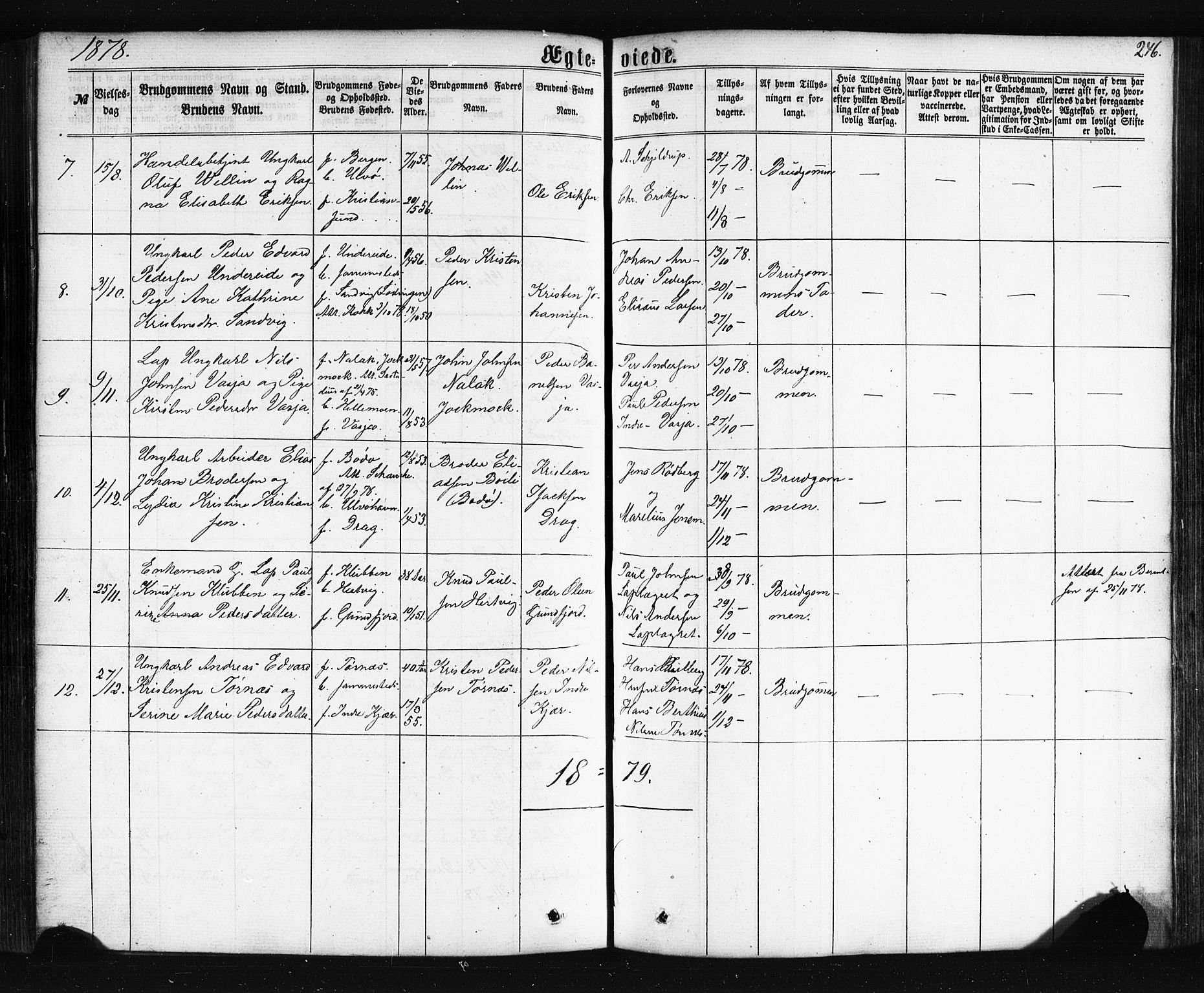 Ministerialprotokoller, klokkerbøker og fødselsregistre - Nordland, SAT/A-1459/861/L0867: Parish register (official) no. 861A02, 1864-1878, p. 246