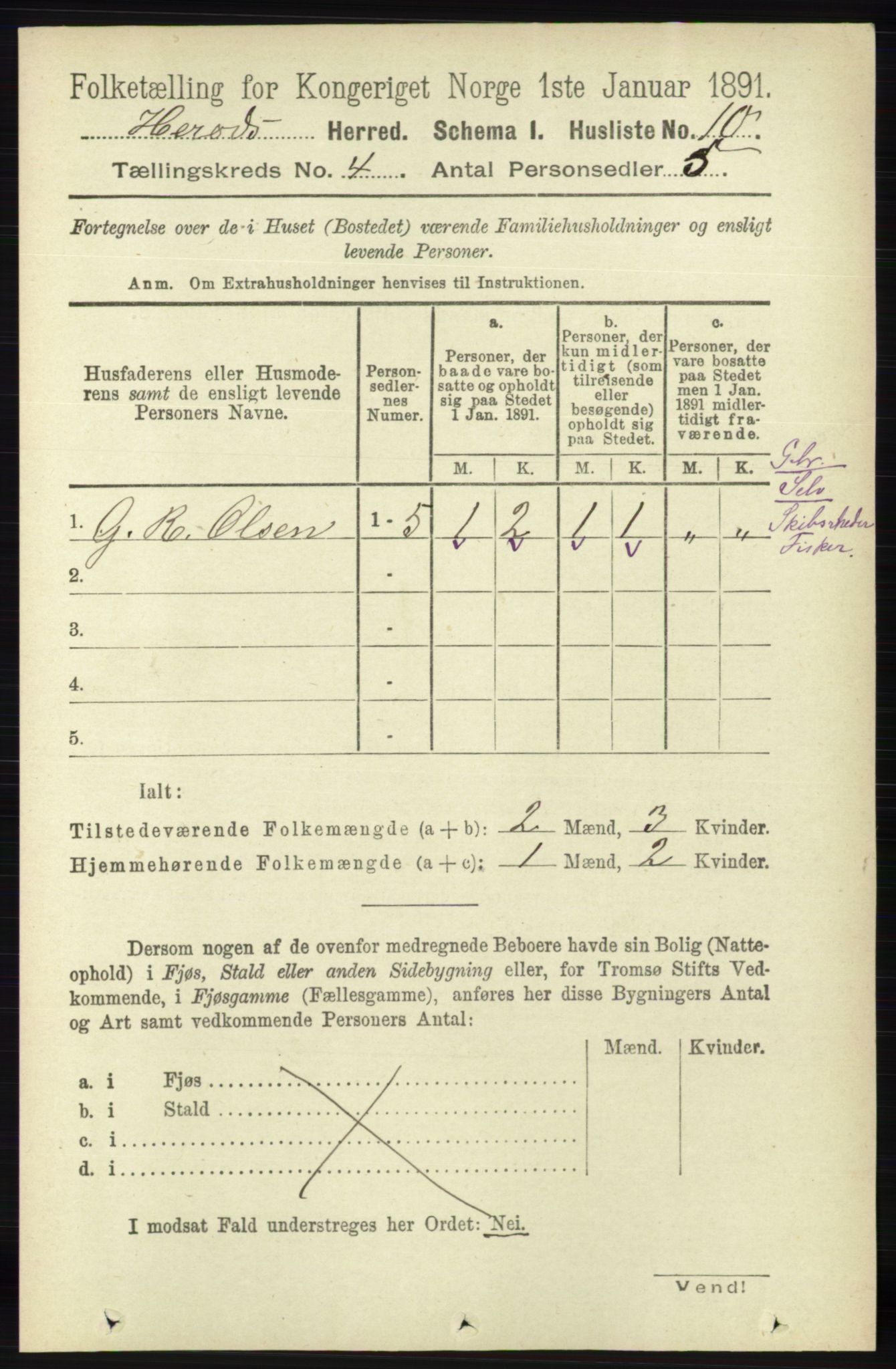 RA, 1891 census for 1039 Herad, 1891, p. 1354