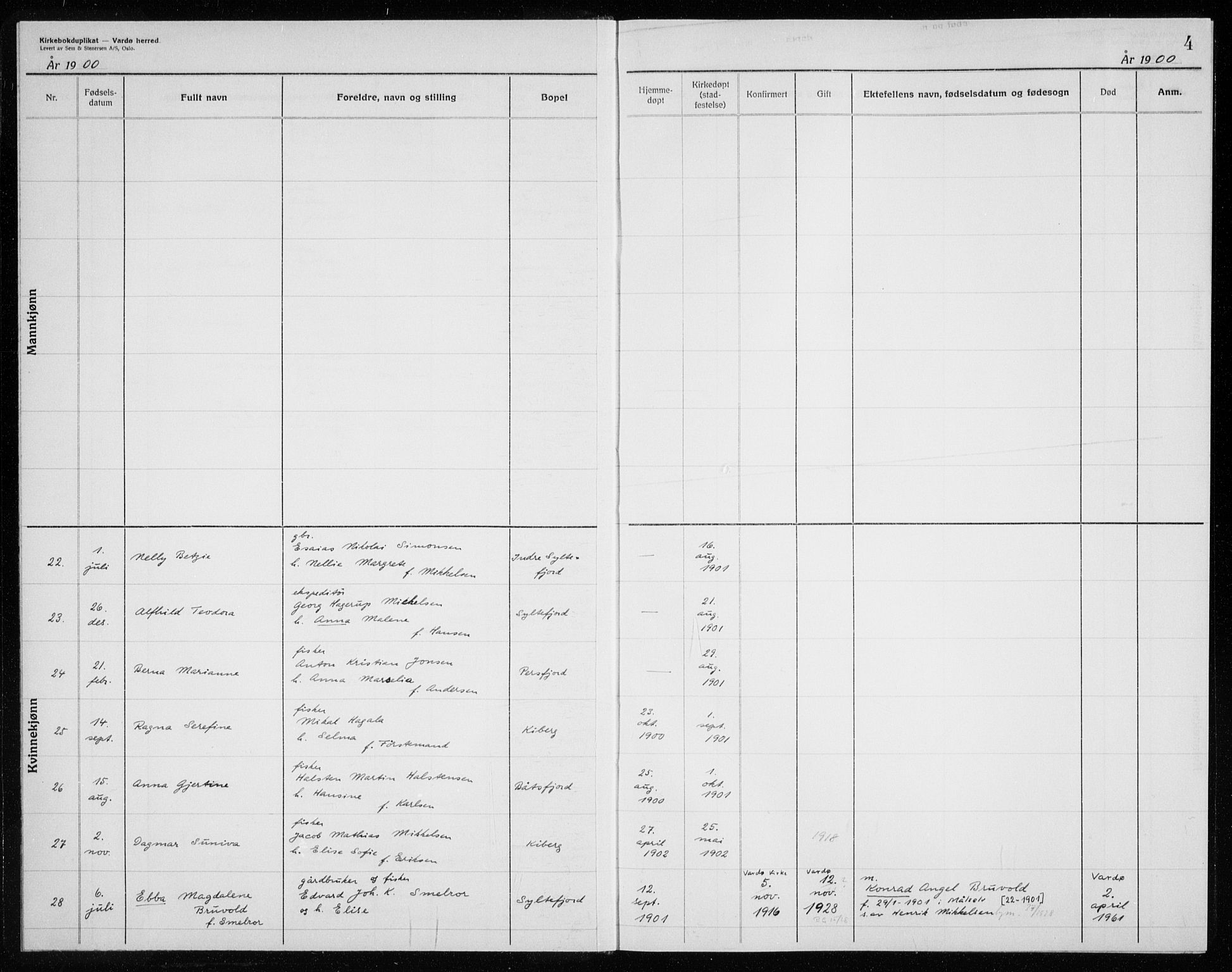 Vardø sokneprestkontor, AV/SATØ-S-1332/H/Hc/L0006kirkerekon: Other parish register no. 6, 1900-1925, p. 4