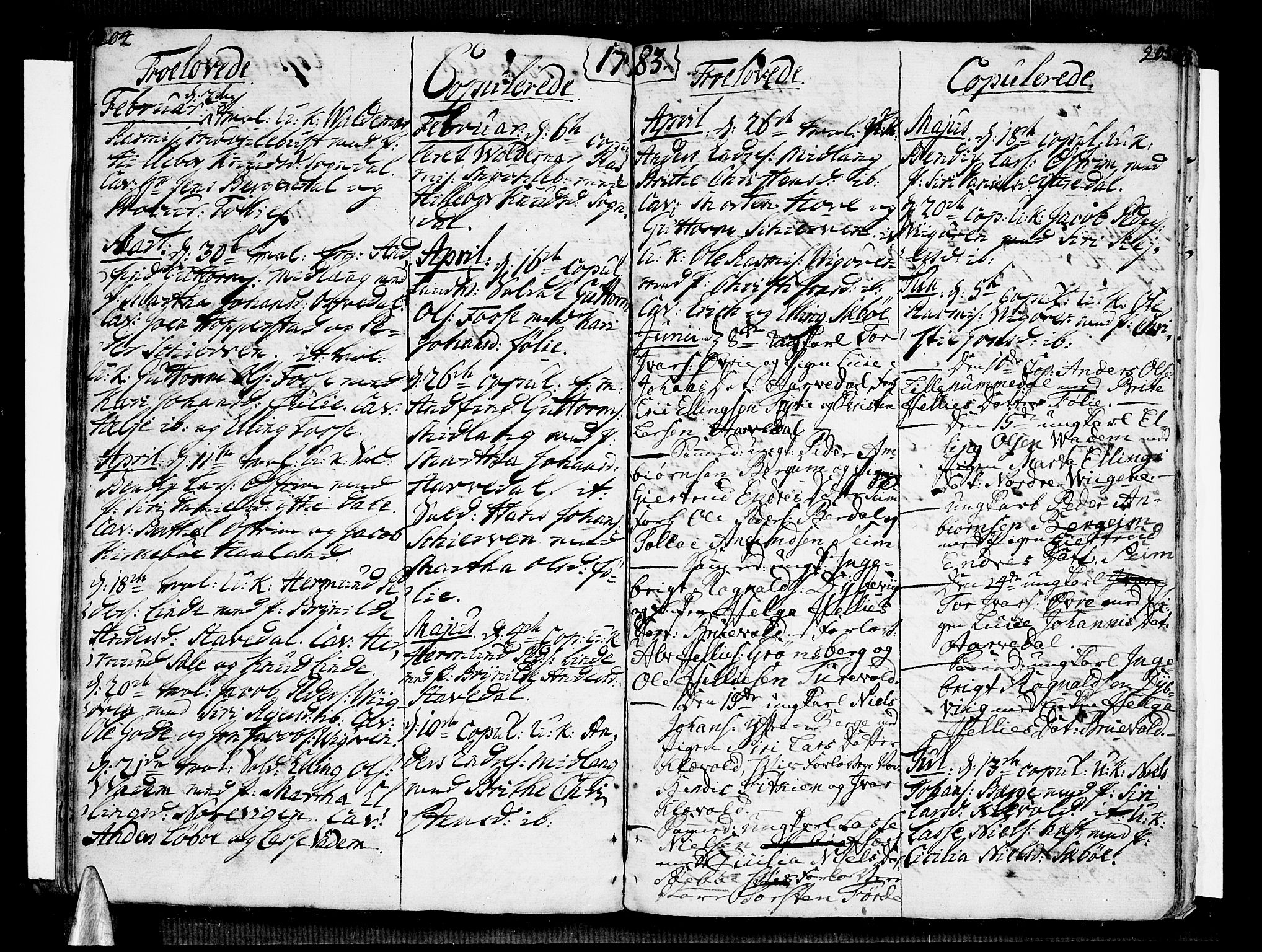 Vik sokneprestembete, AV/SAB-A-81501/H/Haa/Haaa/L0004: Parish register (official) no. A 4, 1772-1783, p. 204-205