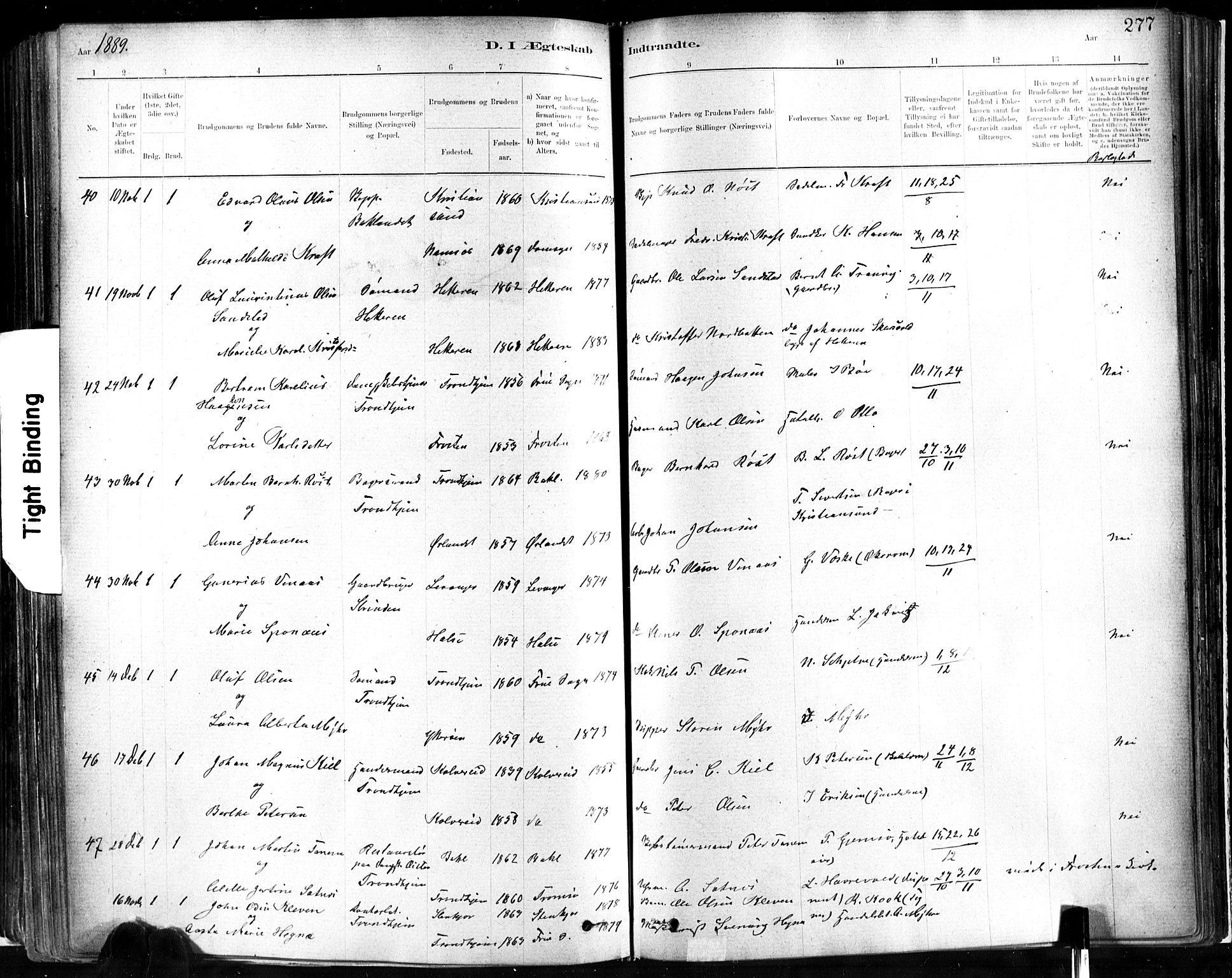 Ministerialprotokoller, klokkerbøker og fødselsregistre - Sør-Trøndelag, SAT/A-1456/602/L0119: Parish register (official) no. 602A17, 1880-1901, p. 277