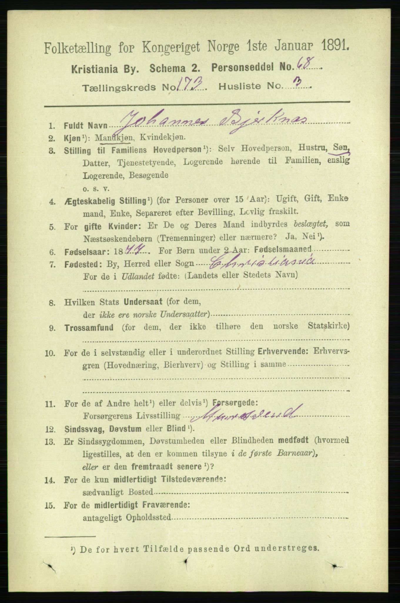 RA, 1891 census for 0301 Kristiania, 1891, p. 102934