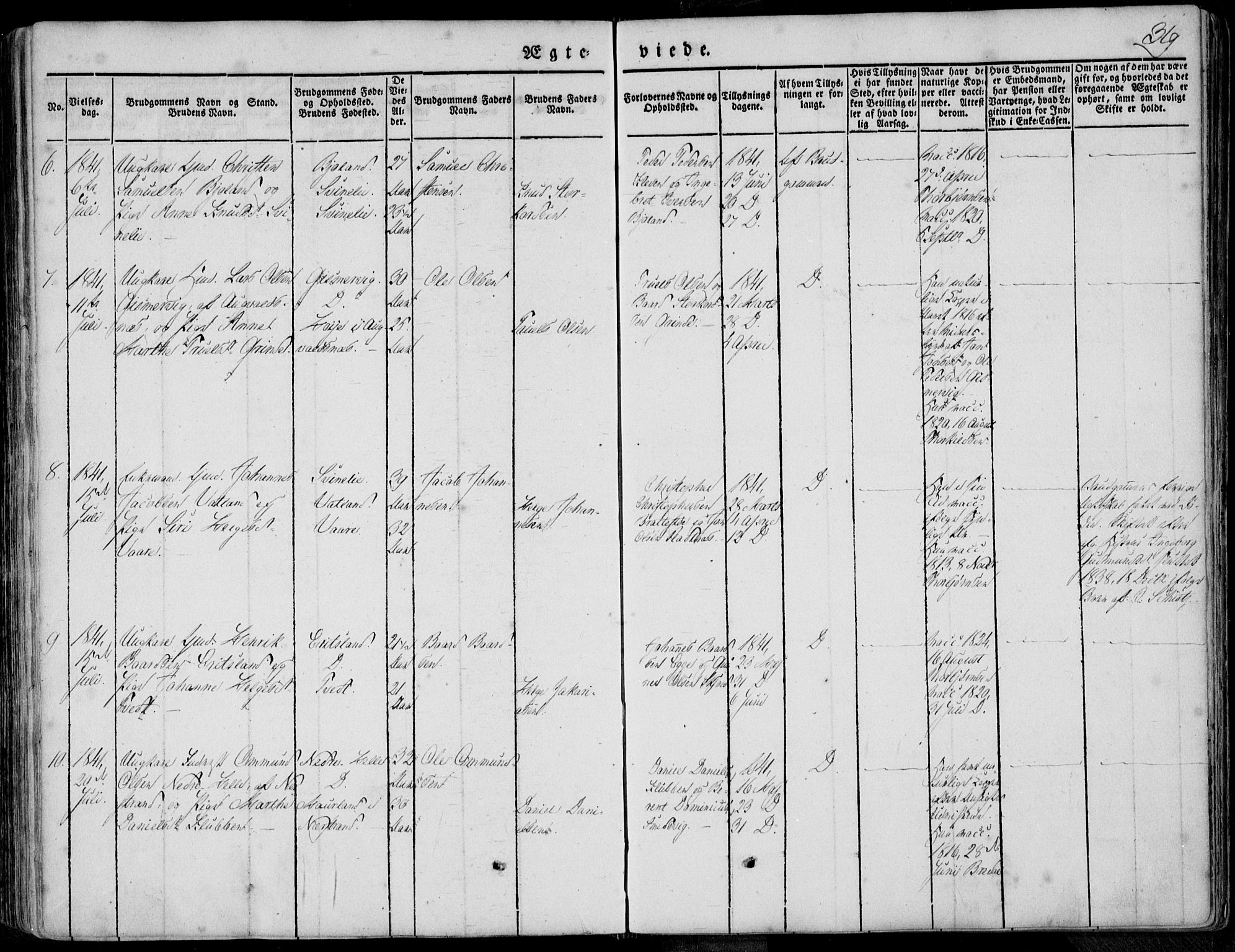 Skjold sokneprestkontor, AV/SAST-A-101847/H/Ha/Haa/L0006: Parish register (official) no. A 6.1, 1835-1858, p. 319