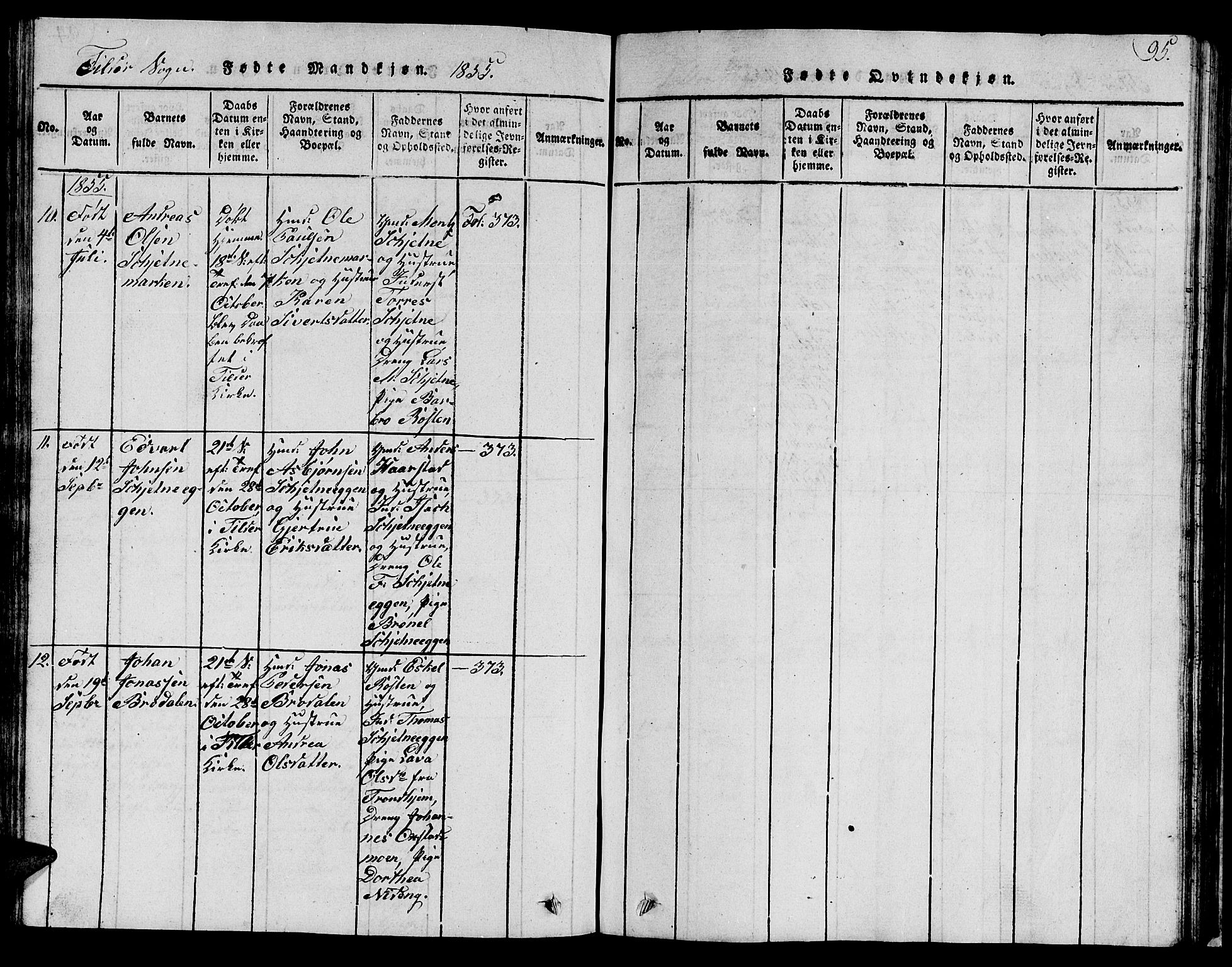 Ministerialprotokoller, klokkerbøker og fødselsregistre - Sør-Trøndelag, SAT/A-1456/621/L0458: Parish register (copy) no. 621C01, 1816-1865, p. 95
