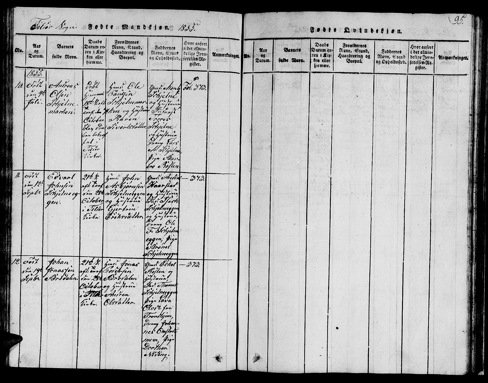 Ministerialprotokoller, klokkerbøker og fødselsregistre - Sør-Trøndelag, AV/SAT-A-1456/621/L0458: Parish register (copy) no. 621C01, 1816-1865, p. 95