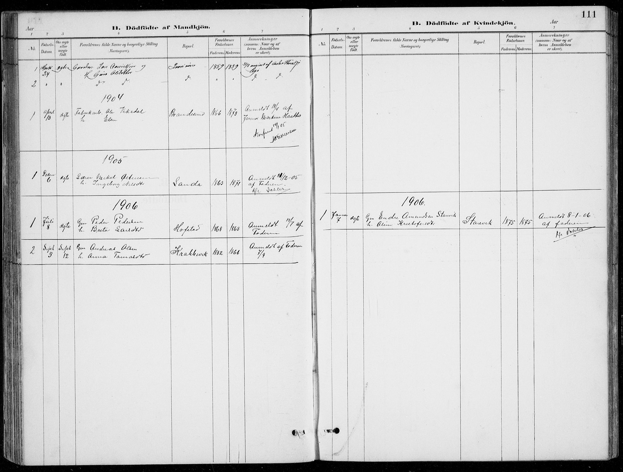 Fitjar sokneprestembete, AV/SAB-A-99926: Parish register (copy) no. A 2, 1887-1906, p. 111