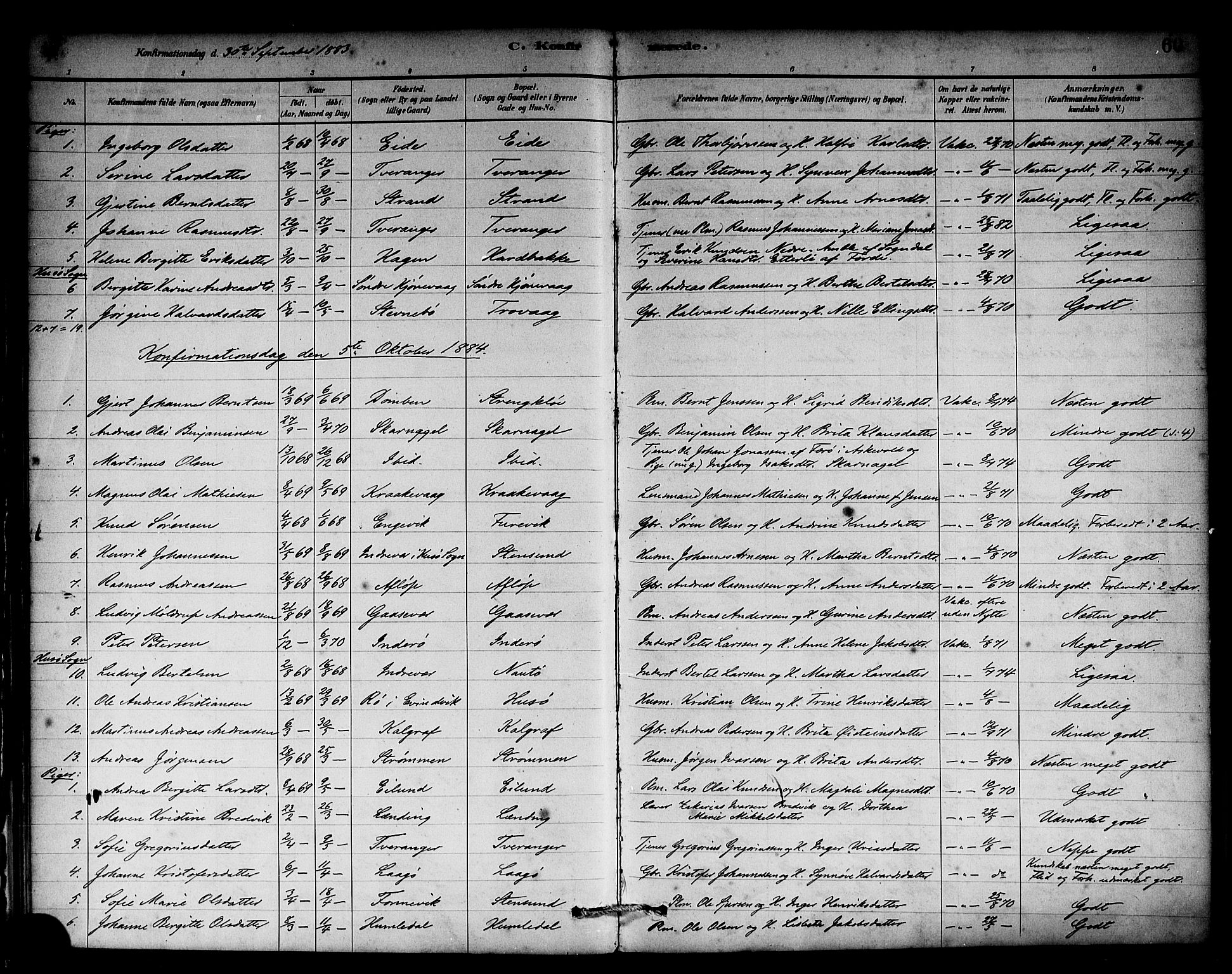 Solund sokneprestembete, AV/SAB-A-81401: Parish register (official) no. A 1, 1881-1902, p. 60