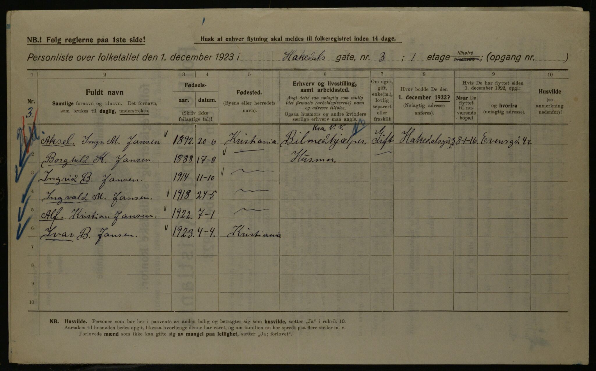 OBA, Municipal Census 1923 for Kristiania, 1923, p. 27314