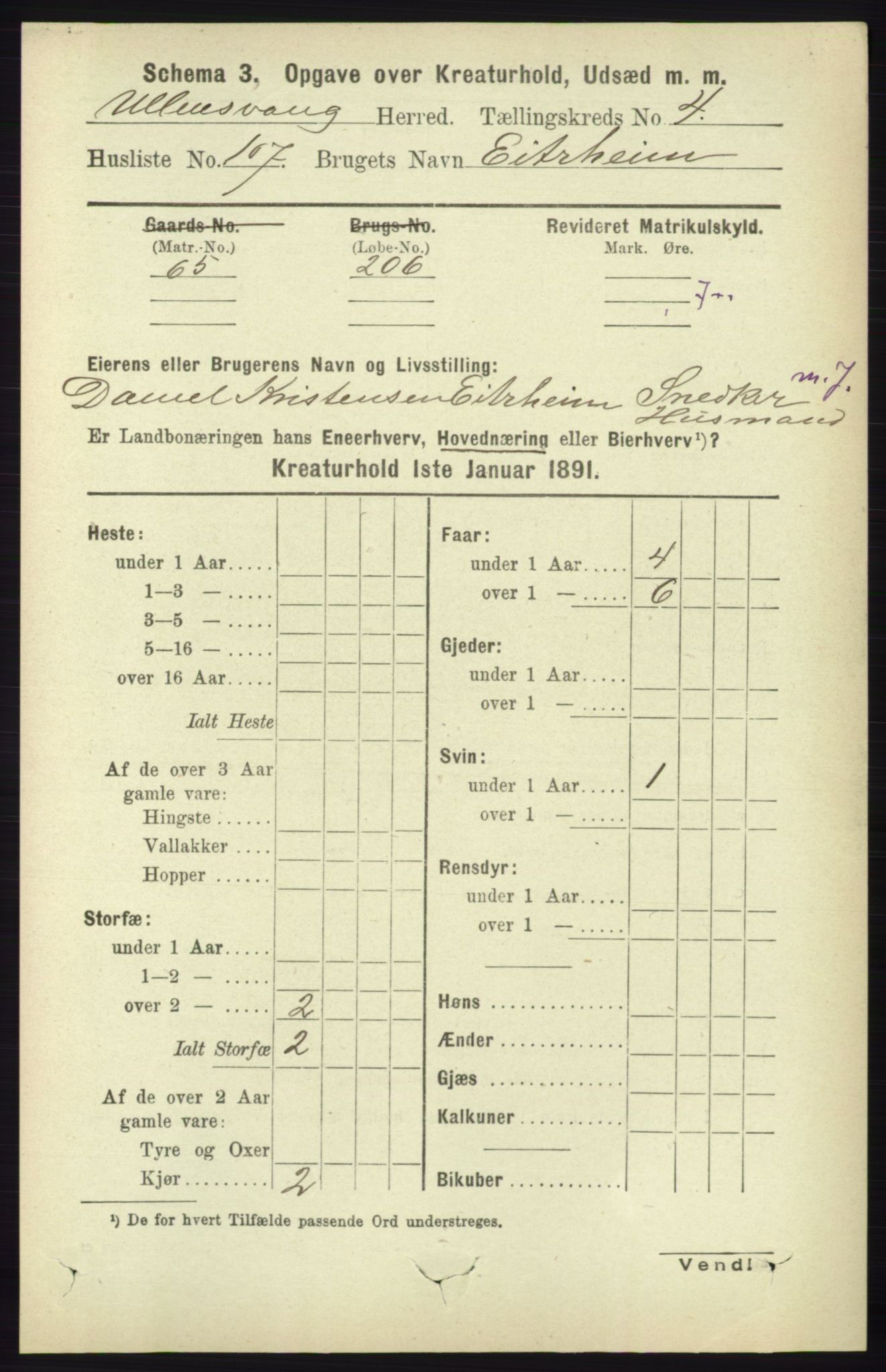 RA, 1891 census for 1230 Ullensvang, 1891, p. 7120