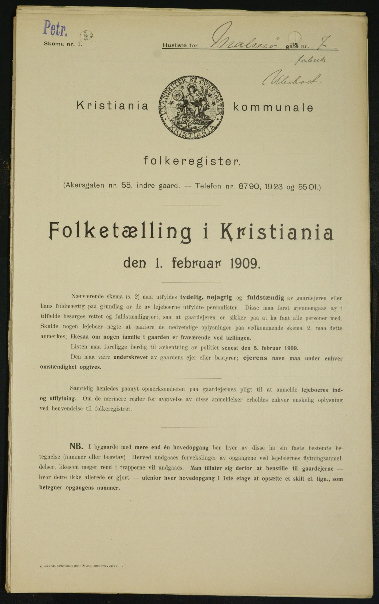 OBA, Municipal Census 1909 for Kristiania, 1909, p. 54593