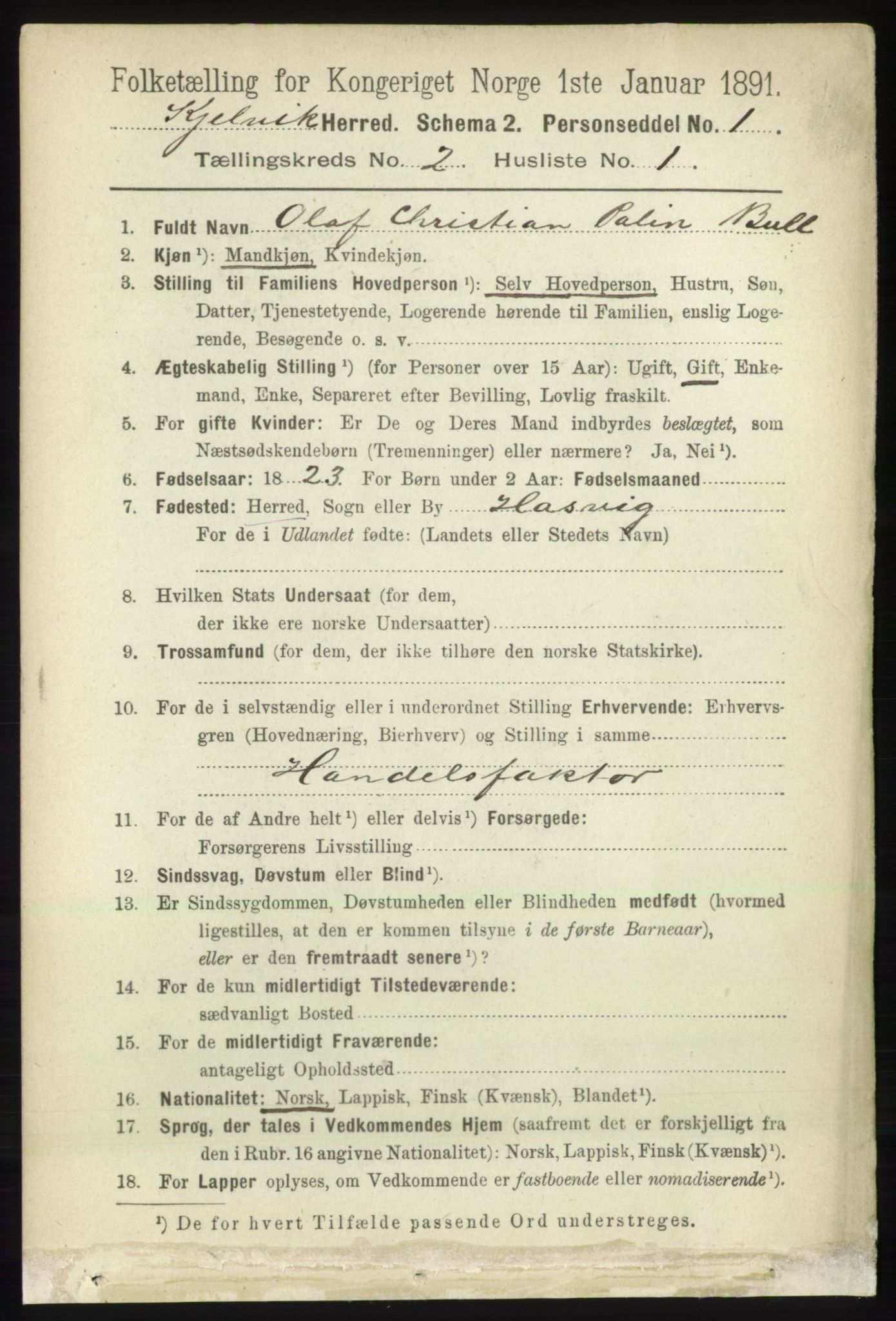 RA, 1891 census for 2019 Kjelvik, 1891, p. 102