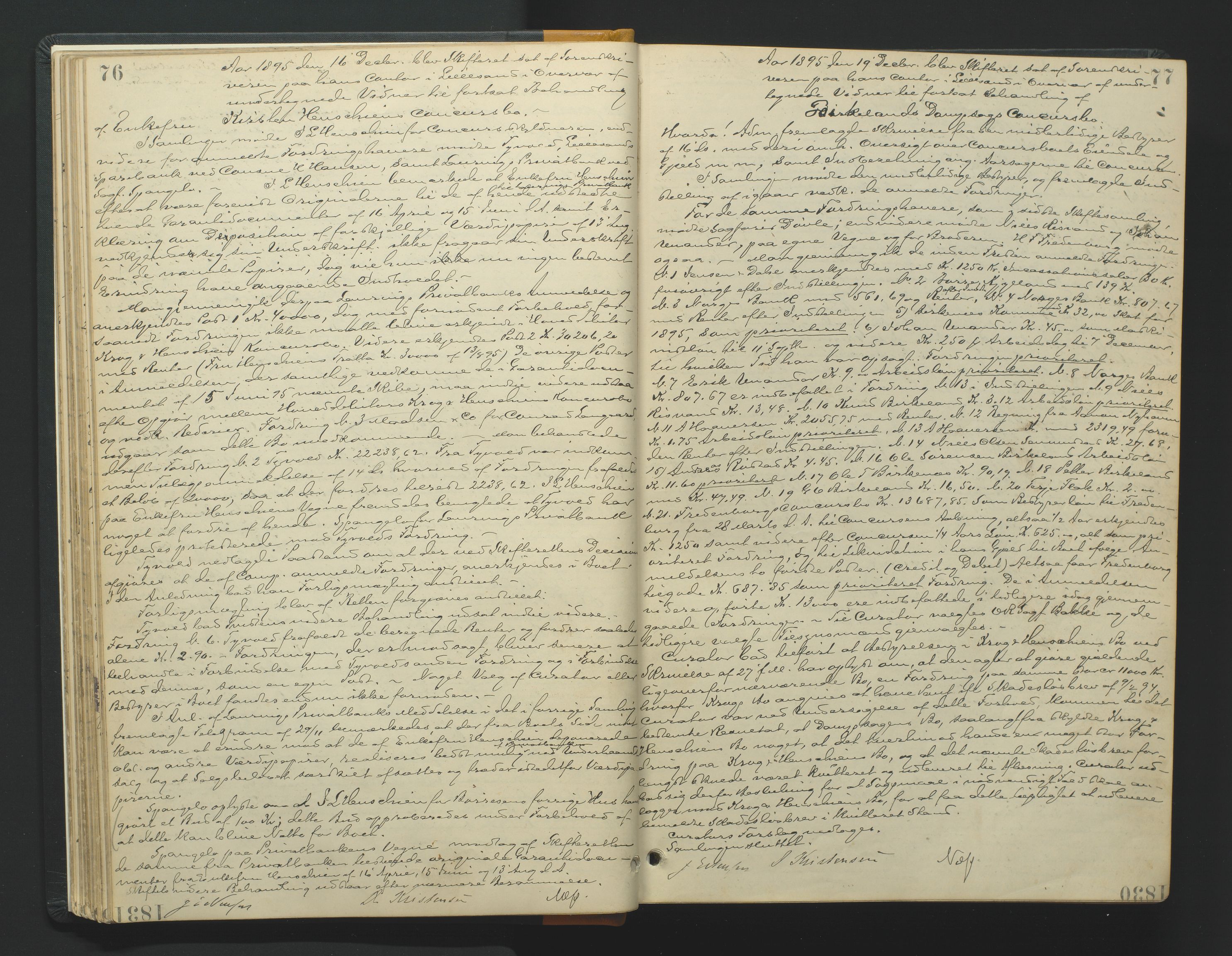 Vestre Nedenes/Sand sorenskriveri, AV/SAK-1221-0010/H/Hc/L0007: Skifteforhandlingsprotokoll nr. 5, 1894-1916, p. 76-77