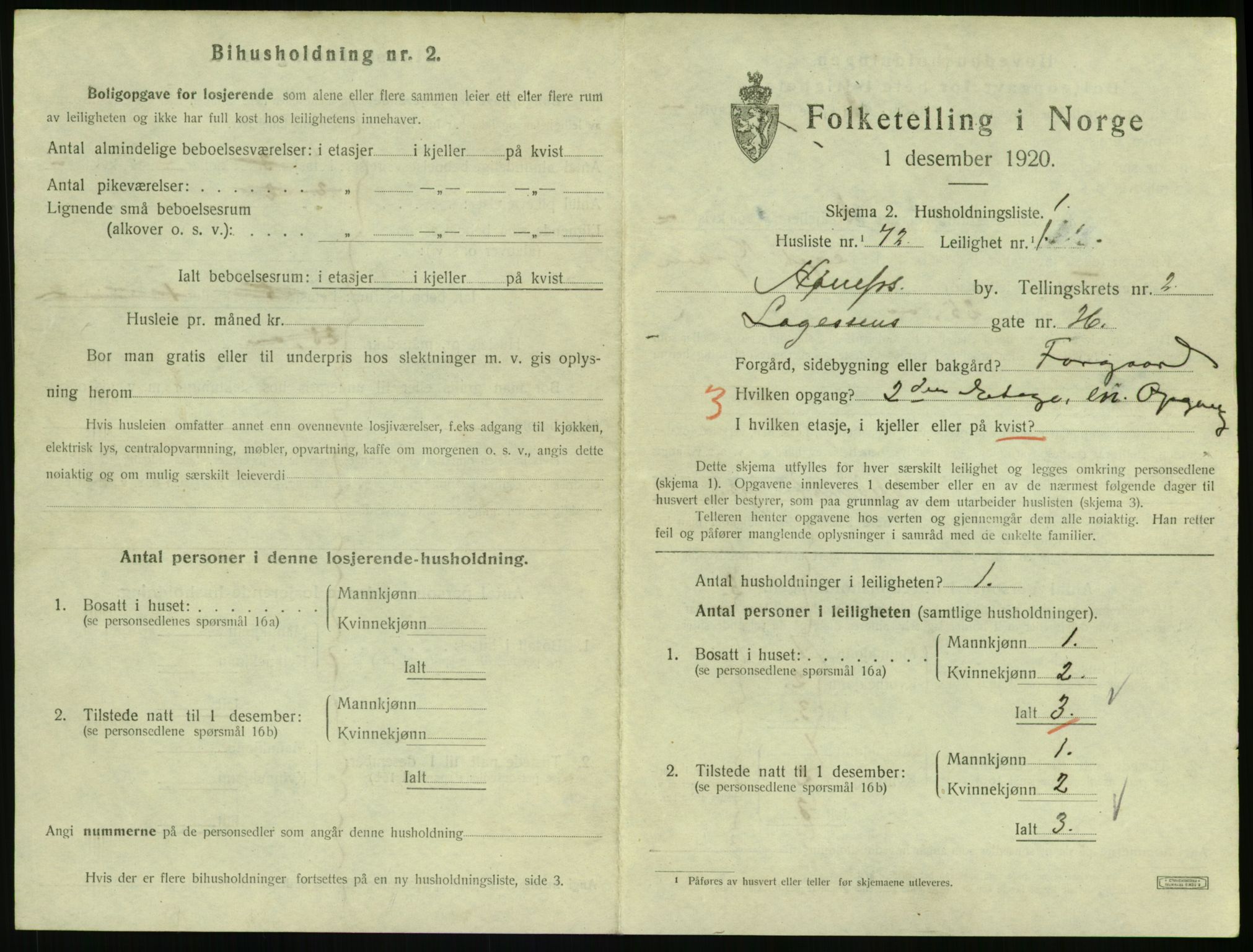 SAKO, 1920 census for Hønefoss, 1920, p. 1476