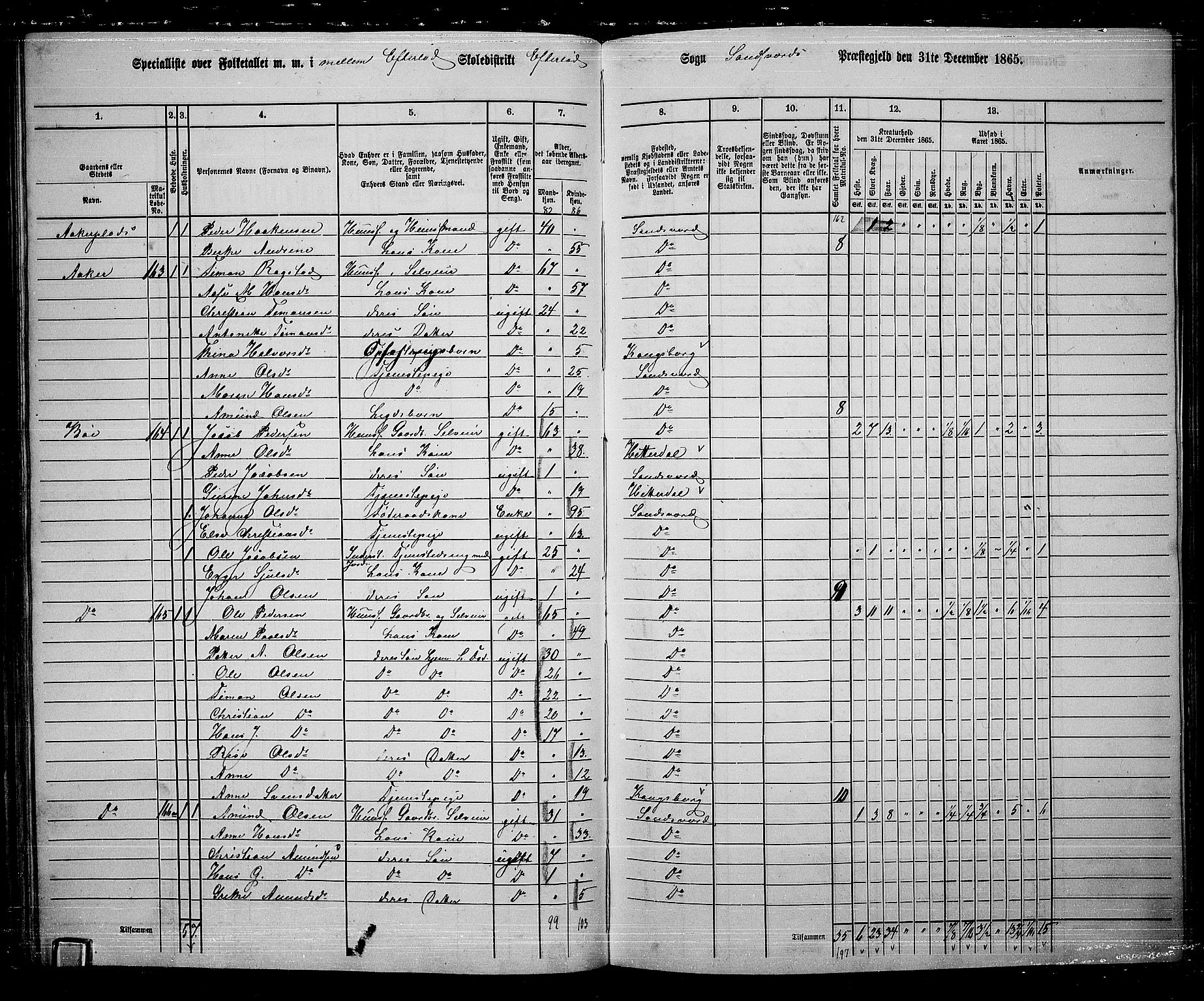 RA, 1865 census for Sandsvær, 1865, p. 76