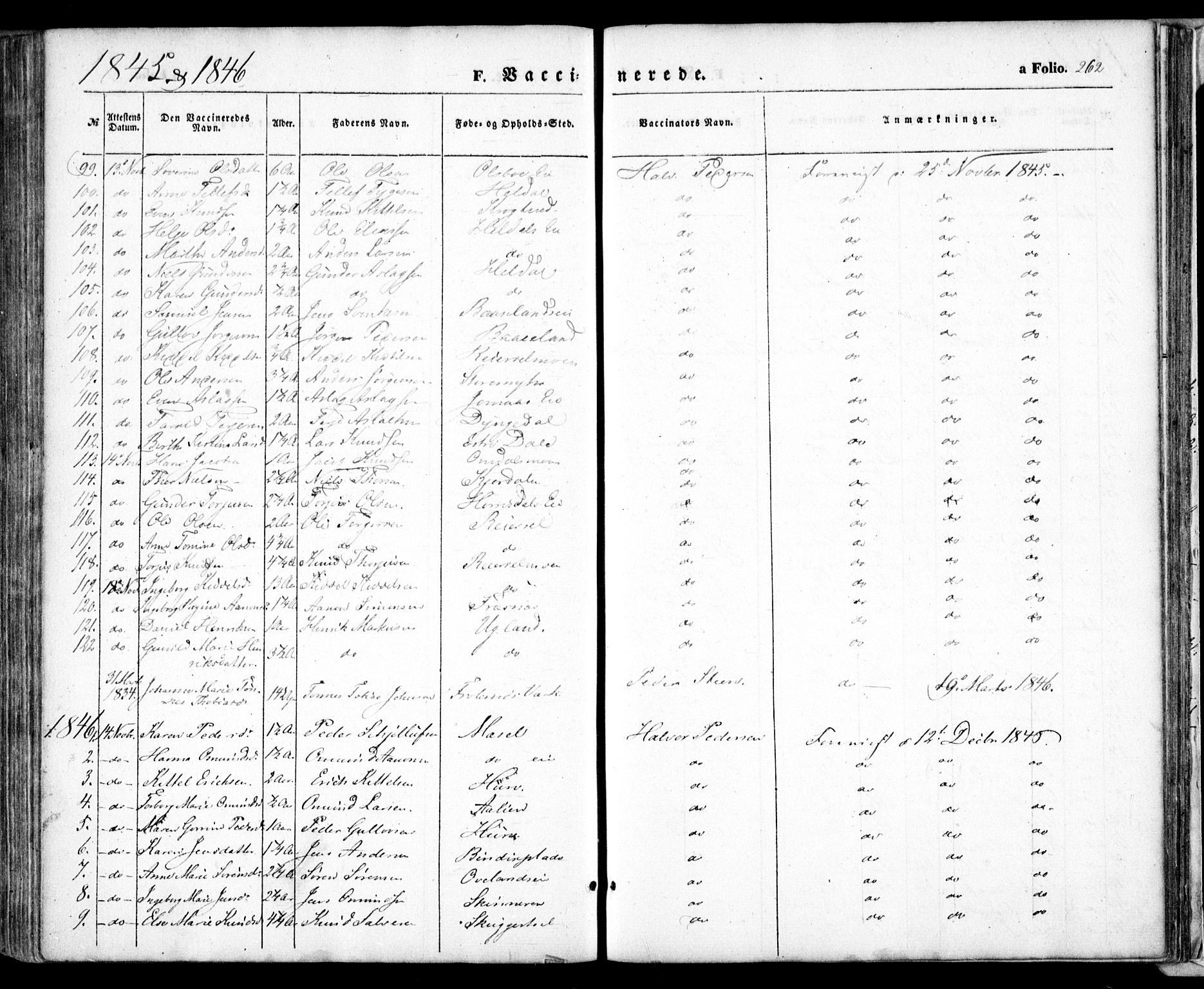 Froland sokneprestkontor, AV/SAK-1111-0013/F/Fa/L0002: Parish register (official) no. A 2, 1845-1863, p. 262