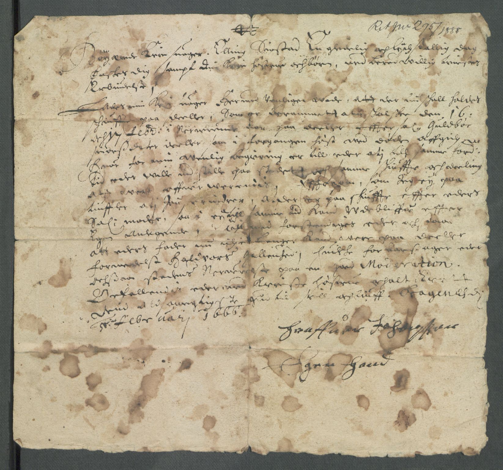 Riksarkivets diplomsamling, AV/RA-EA-5965/F02/L0170: Dokumenter, 1664-1666, p. 160
