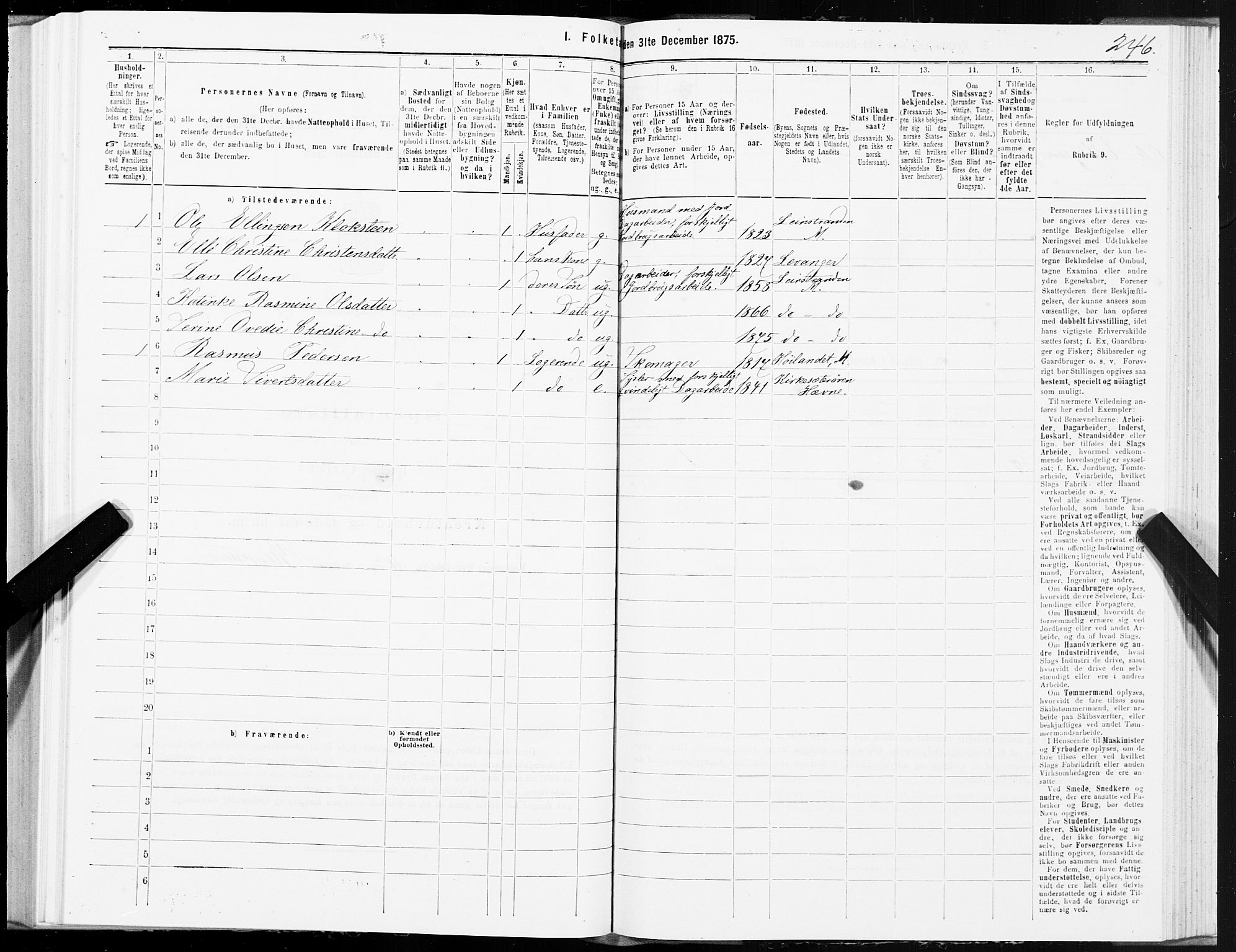 SAT, 1875 census for 1653P Melhus, 1875, p. 8246