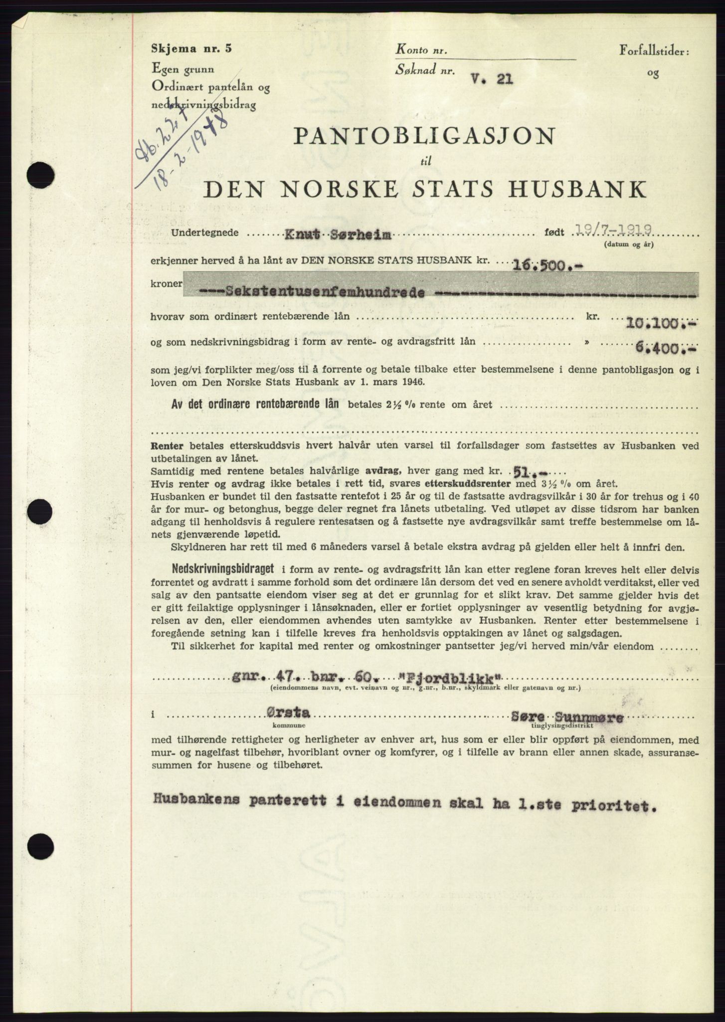 Søre Sunnmøre sorenskriveri, AV/SAT-A-4122/1/2/2C/L0115: Mortgage book no. 3B, 1947-1948, Diary no: : 227/1948