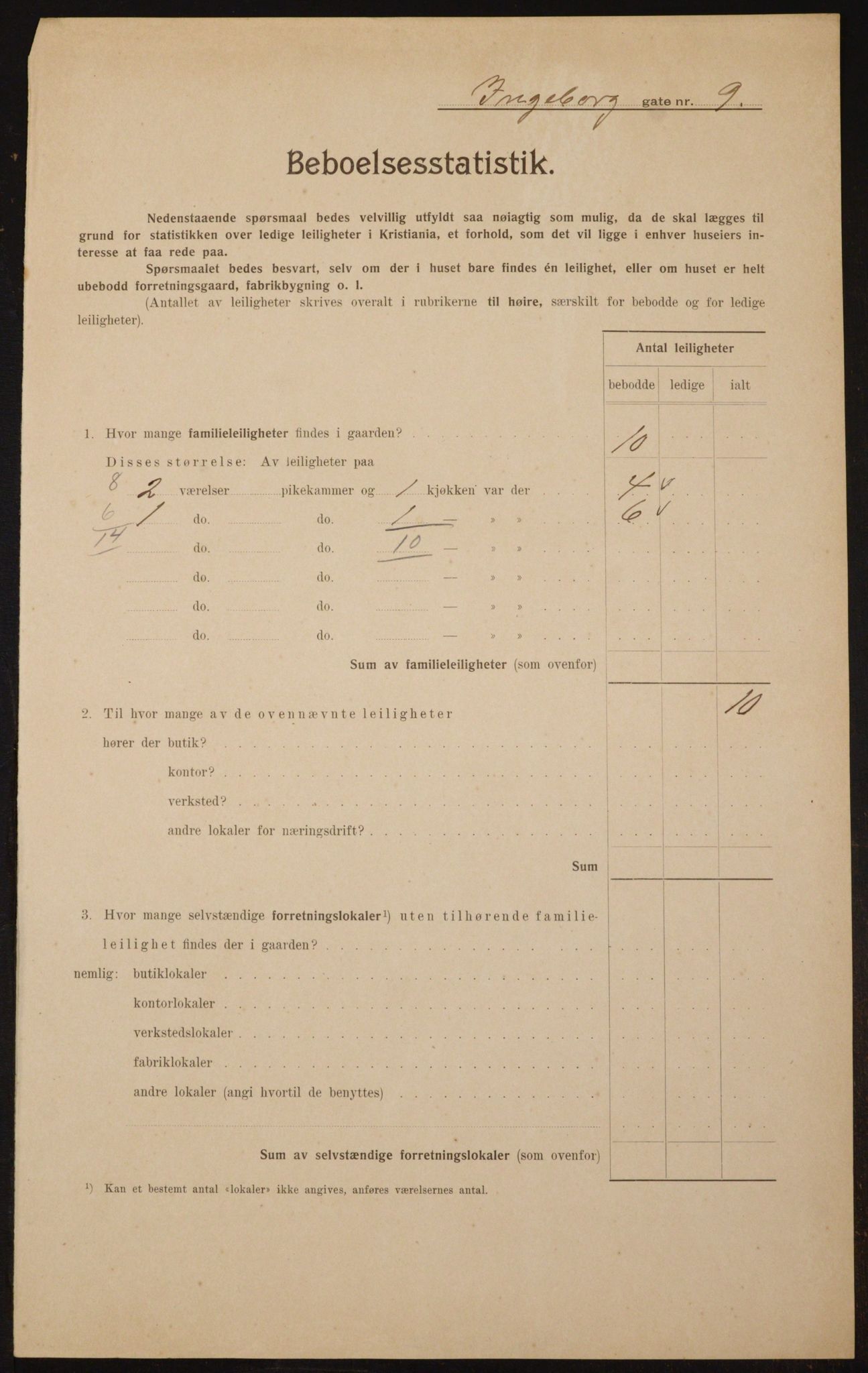 OBA, Municipal Census 1910 for Kristiania, 1910, p. 42853