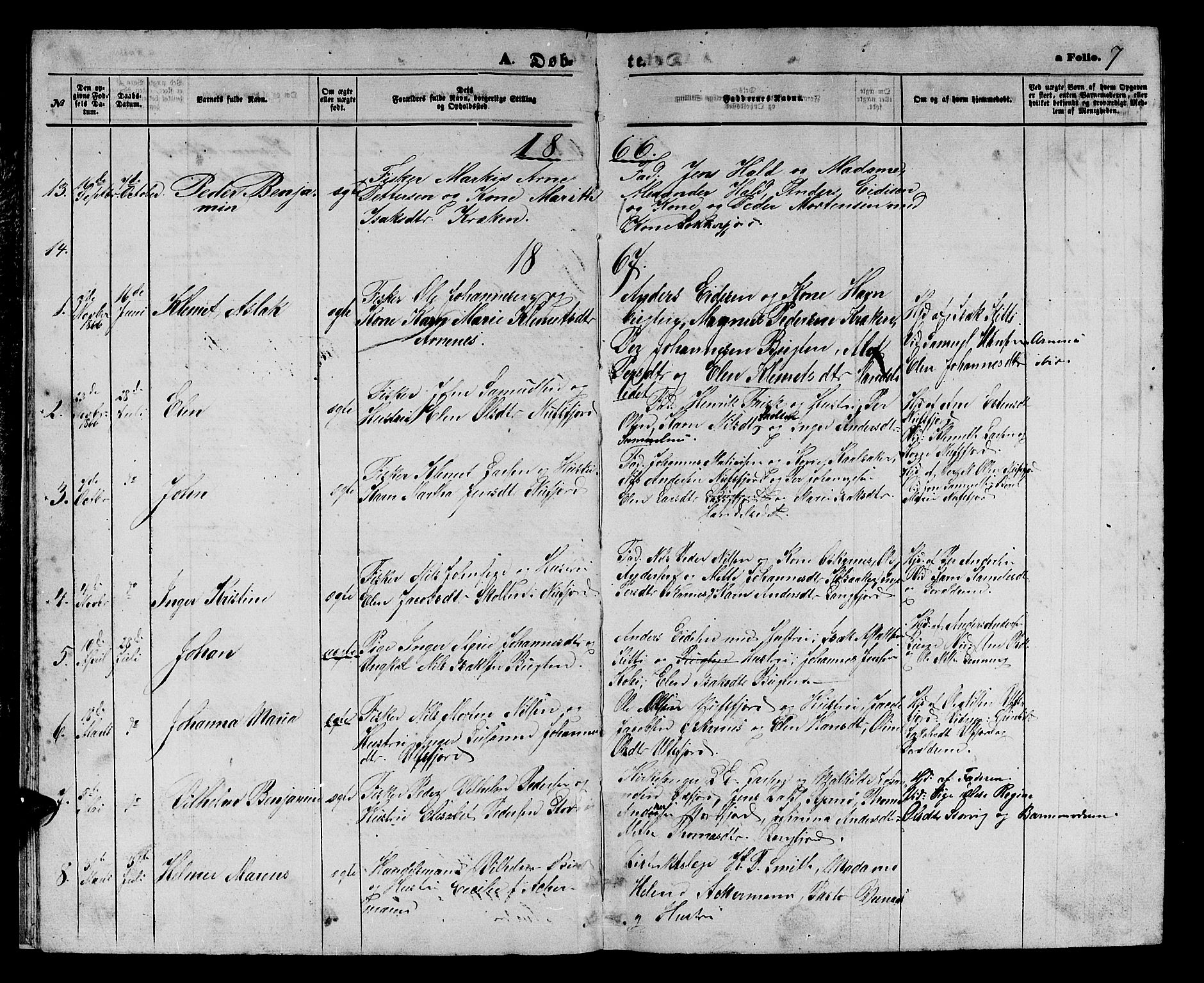 Loppa sokneprestkontor, SATØ/S-1339/H/Hb/L0004klokker: Parish register (copy) no. 4, 1864-1880, p. 7