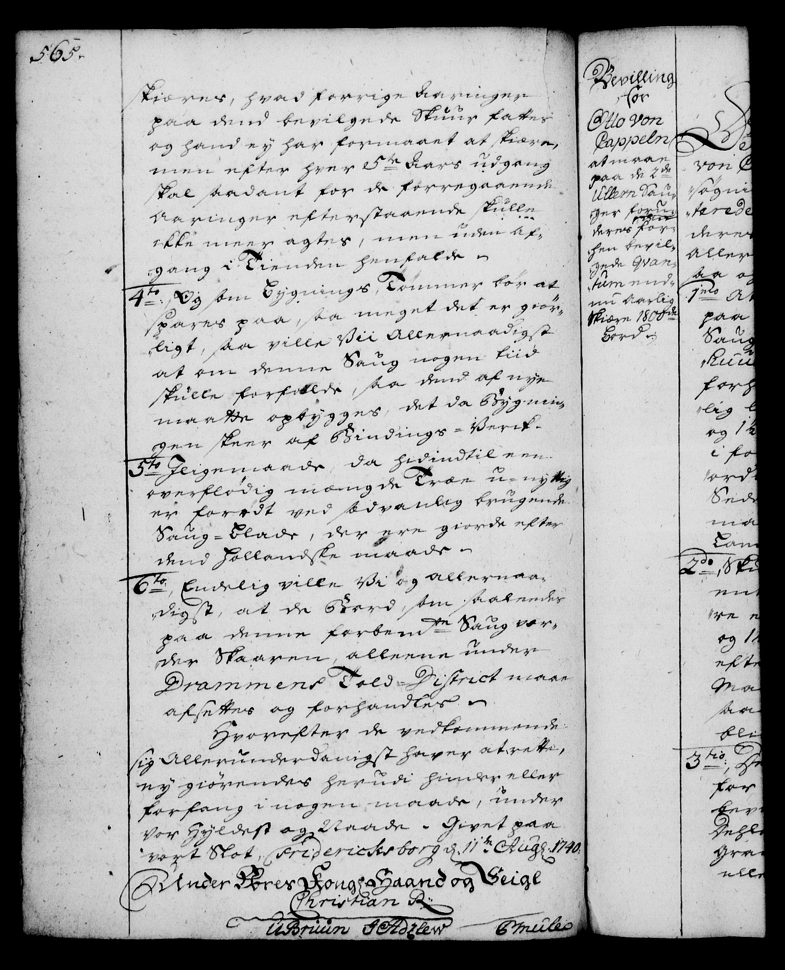 Rentekammeret, Kammerkanselliet, AV/RA-EA-3111/G/Gg/Gga/L0004: Norsk ekspedisjonsprotokoll med register (merket RK 53.4), 1734-1741, p. 565