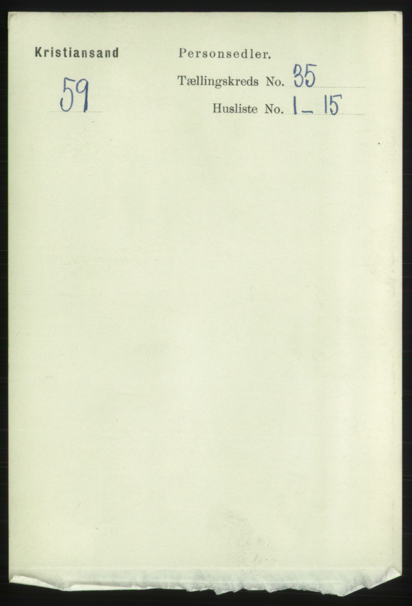 RA, 1891 census for 1001 Kristiansand, 1891, p. 11011