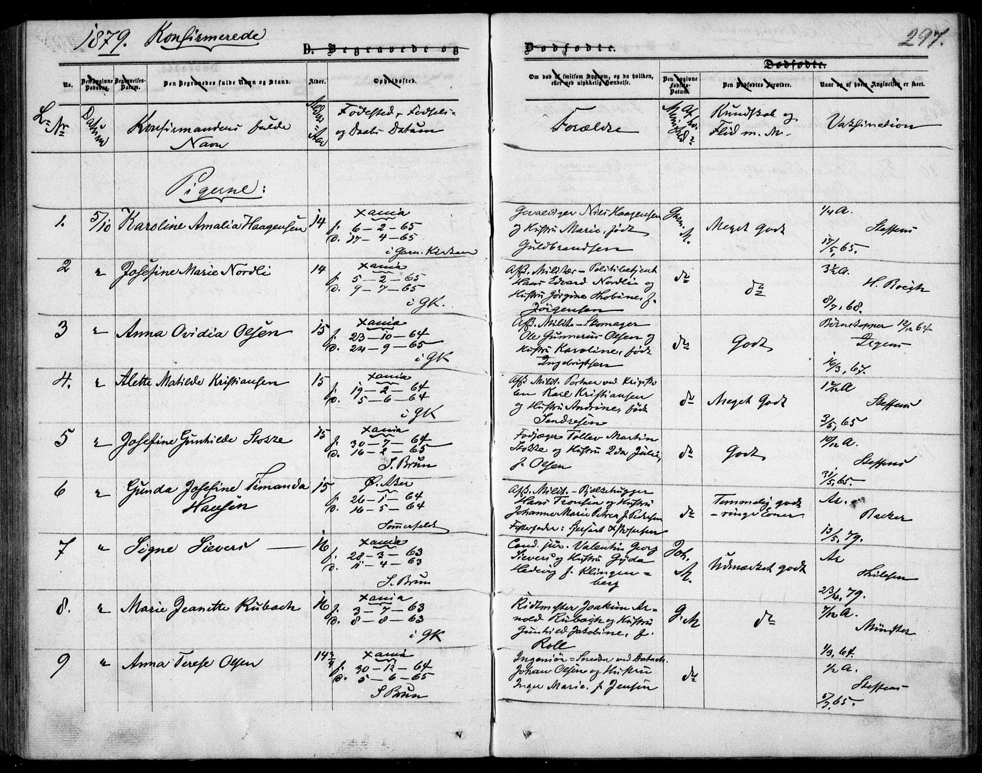 Garnisonsmenigheten Kirkebøker, SAO/A-10846/F/Fa/L0011: Parish register (official) no. 11, 1870-1880, p. 297