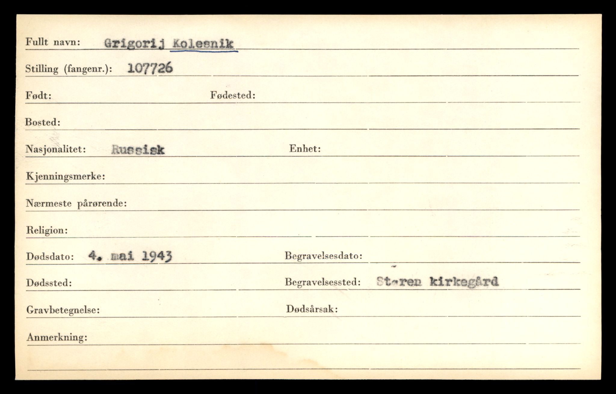 Distriktskontoret for krigsgraver, AV/SAT-A-5030/E/L0005: Kasett/kartotek over falne Britiske og tyske solater, samt andre nasjoners krigsgraver, 1945, p. 1247