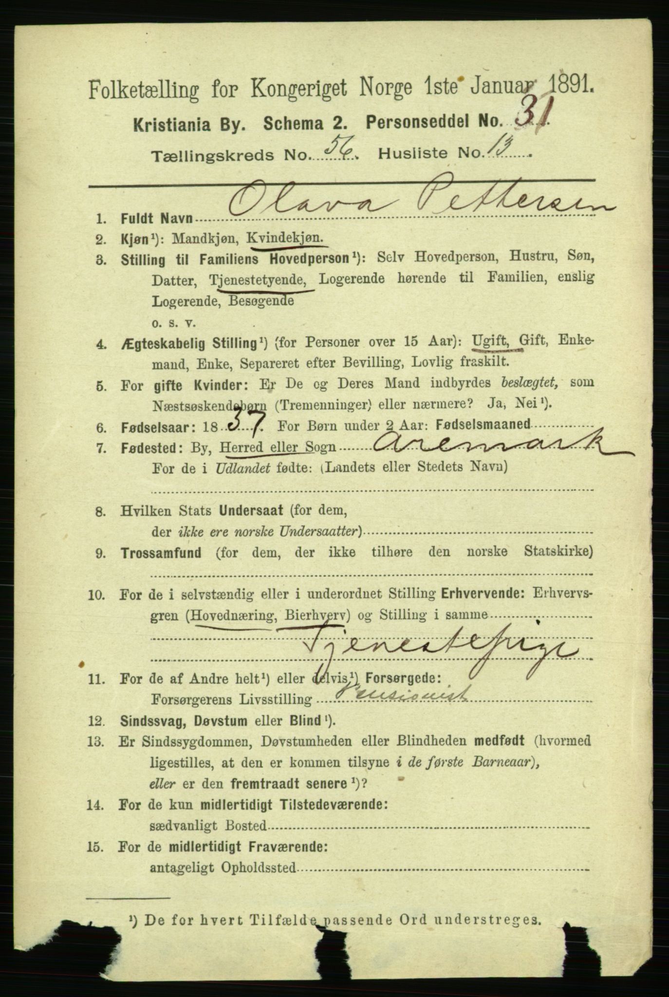 RA, 1891 census for 0301 Kristiania, 1891, p. 30414