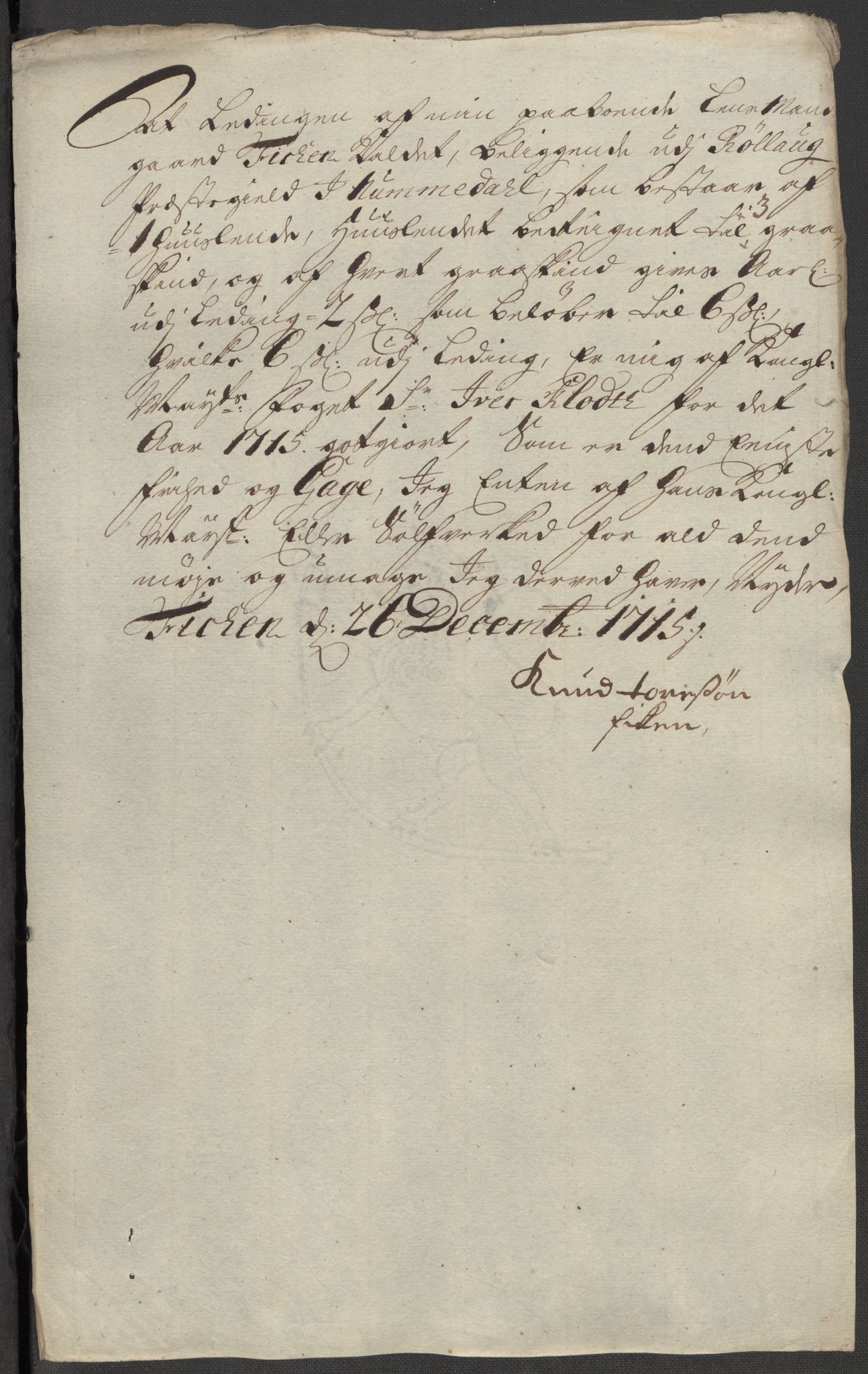 Rentekammeret inntil 1814, Reviderte regnskaper, Fogderegnskap, RA/EA-4092/R24/L1591: Fogderegnskap Numedal og Sandsvær, 1715, p. 291