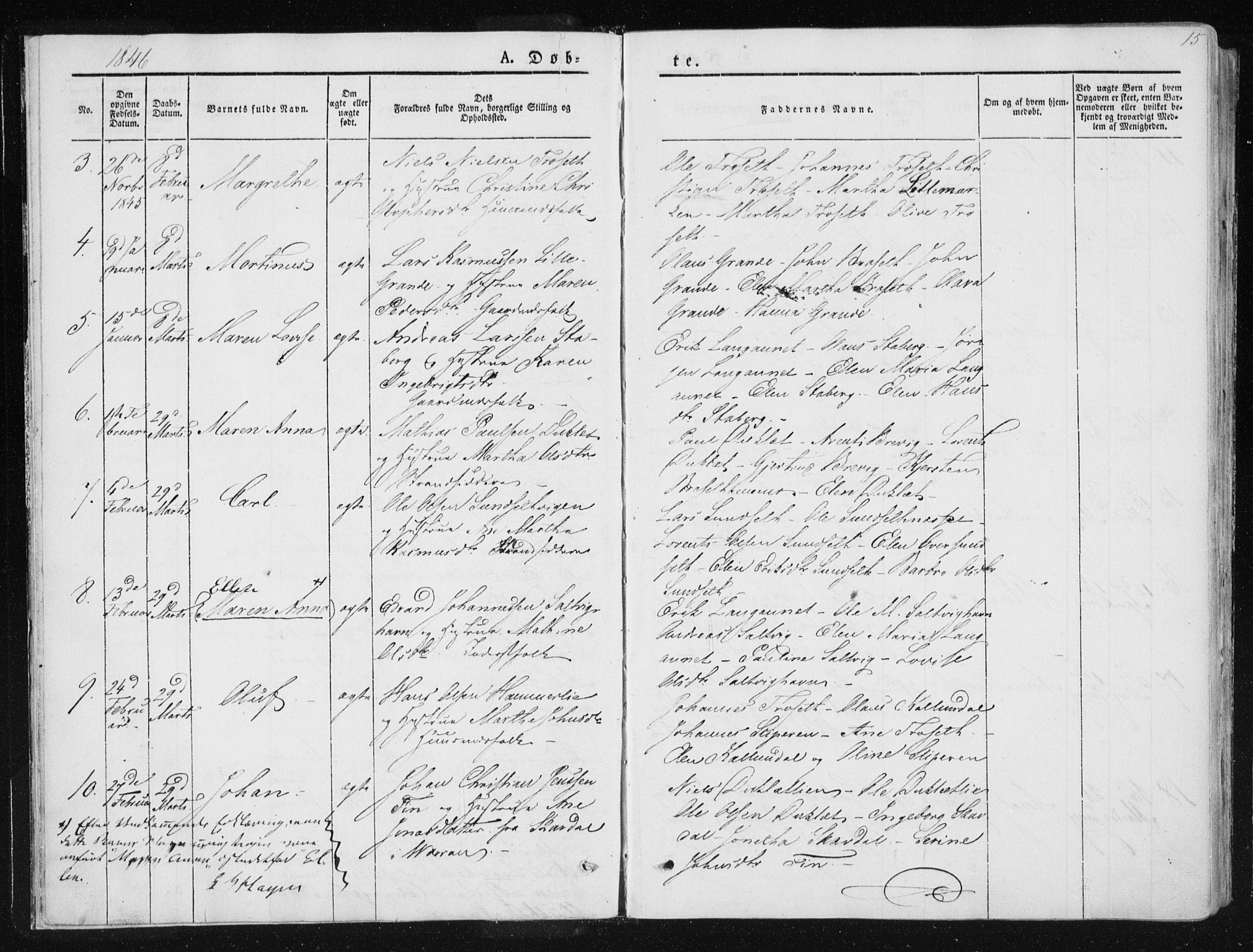 Ministerialprotokoller, klokkerbøker og fødselsregistre - Nord-Trøndelag, SAT/A-1458/733/L0323: Parish register (official) no. 733A02, 1843-1870, p. 15
