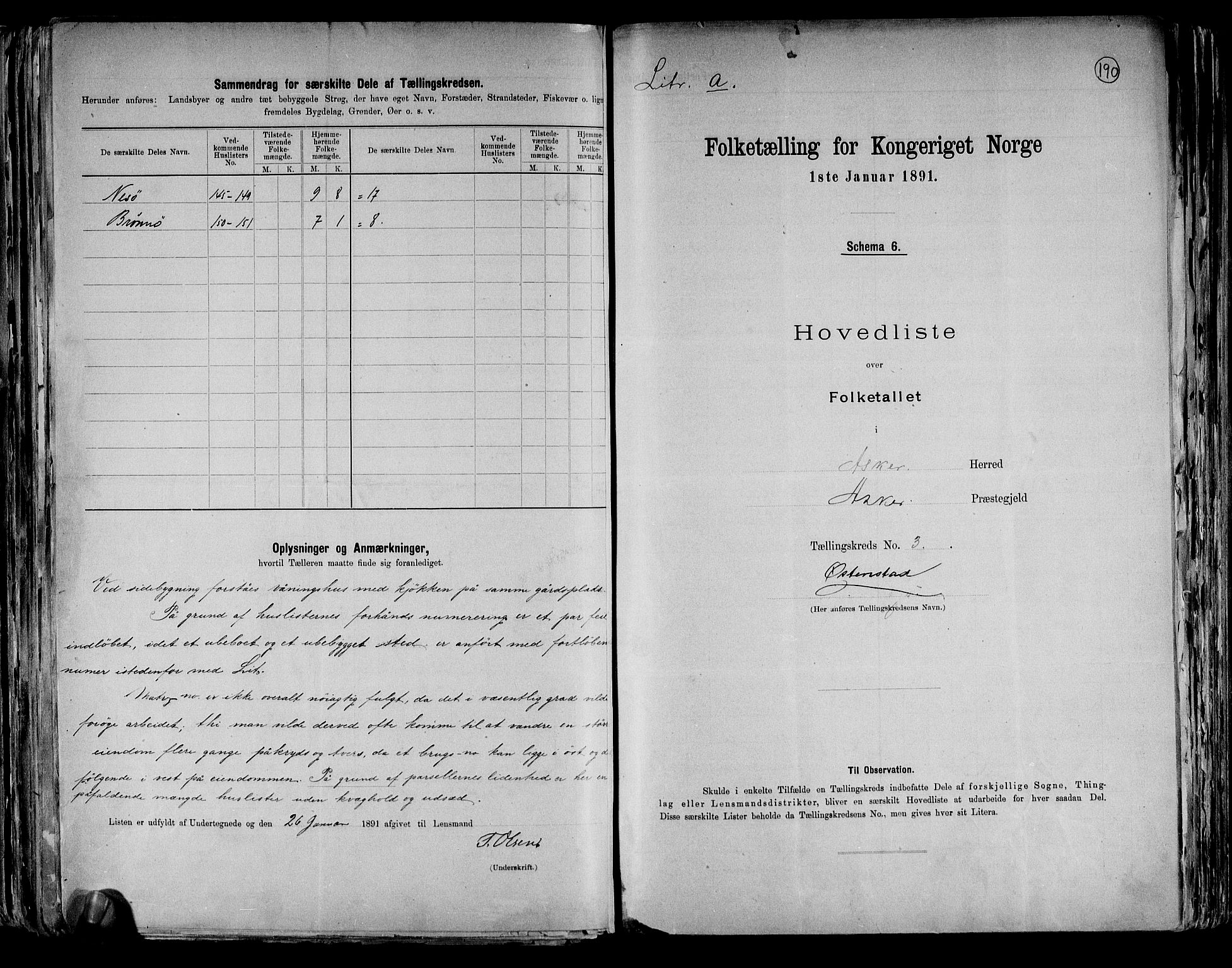 RA, 1891 census for 0220 Asker, 1891, p. 11