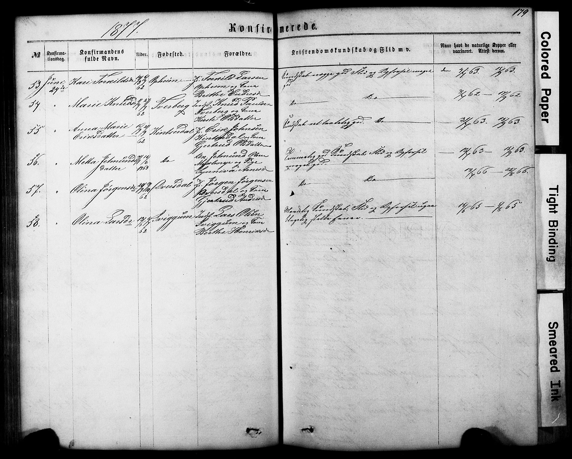 Hafslo sokneprestembete, SAB/A-80301/H/Hab/Haba/L0001: Parish register (copy) no. A 1, 1866-1908, p. 179